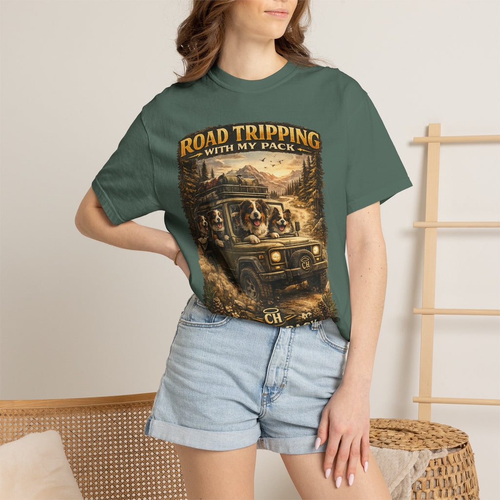 Road Tripping with My Pack T-Shirt| Funny Dog Road Trip -Shirt| Adventure Dog Lover Tee| Camping & Travel Gift Hor Pet Owners