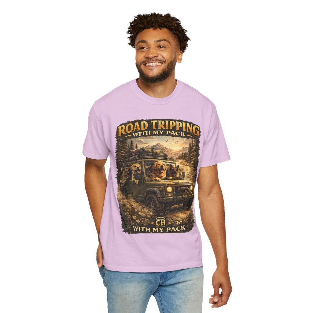 Road Tripping with My Pack T-Shirt| Funny Dog Road Trip -Shirt| Adventure Dog Lover Tee| Camping & Travel Gift Hor Pet Owners