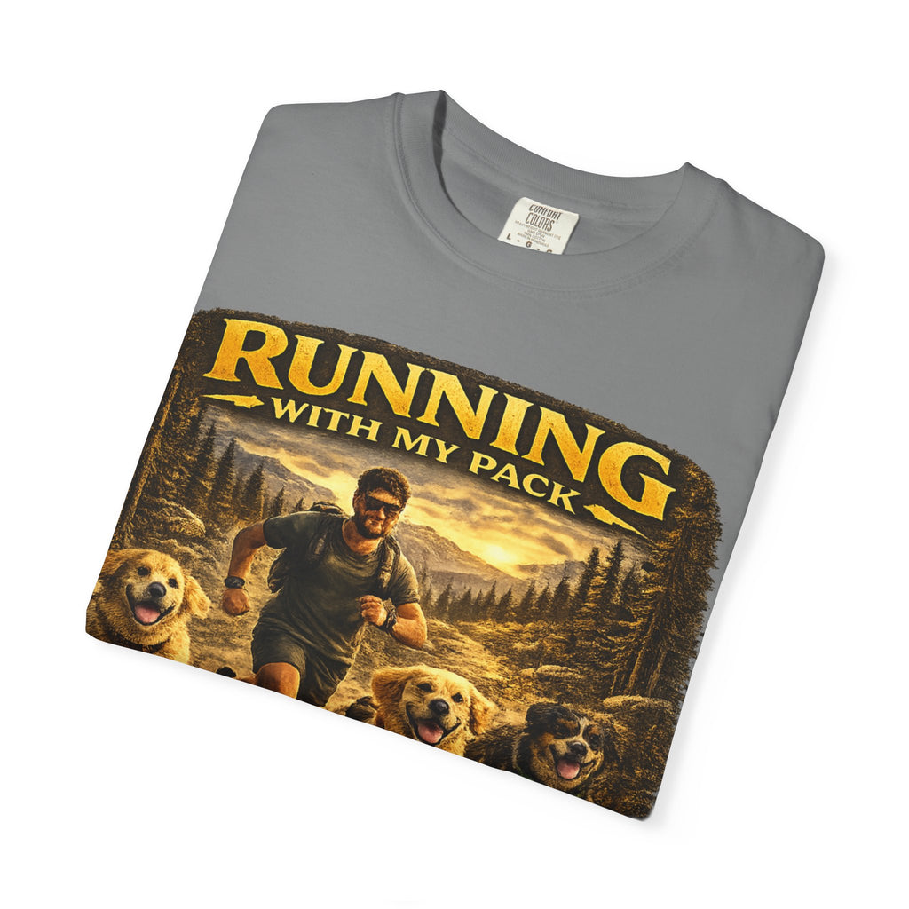 COLD HALO | Running with My Pack Dog Lover T-Shirt| Golden Retriever Trail running Tee| outdoor adventure | funny pet gift