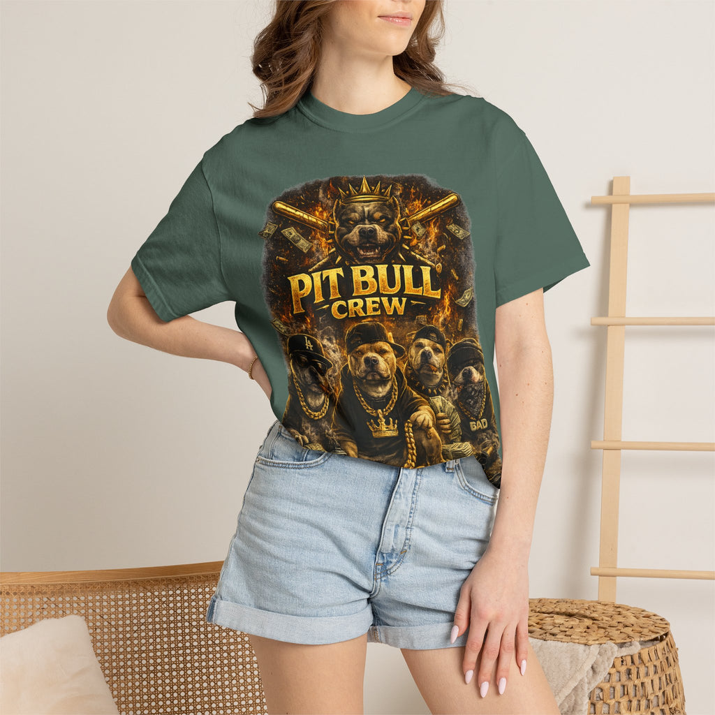 COLD HALO | Pit Bull Crew Graphic T-Shirt| Urban  streetwear  dog shirt|  — Bold Streetwear Tee for Dog Lovers| Pitbull Lover Gift for men and women