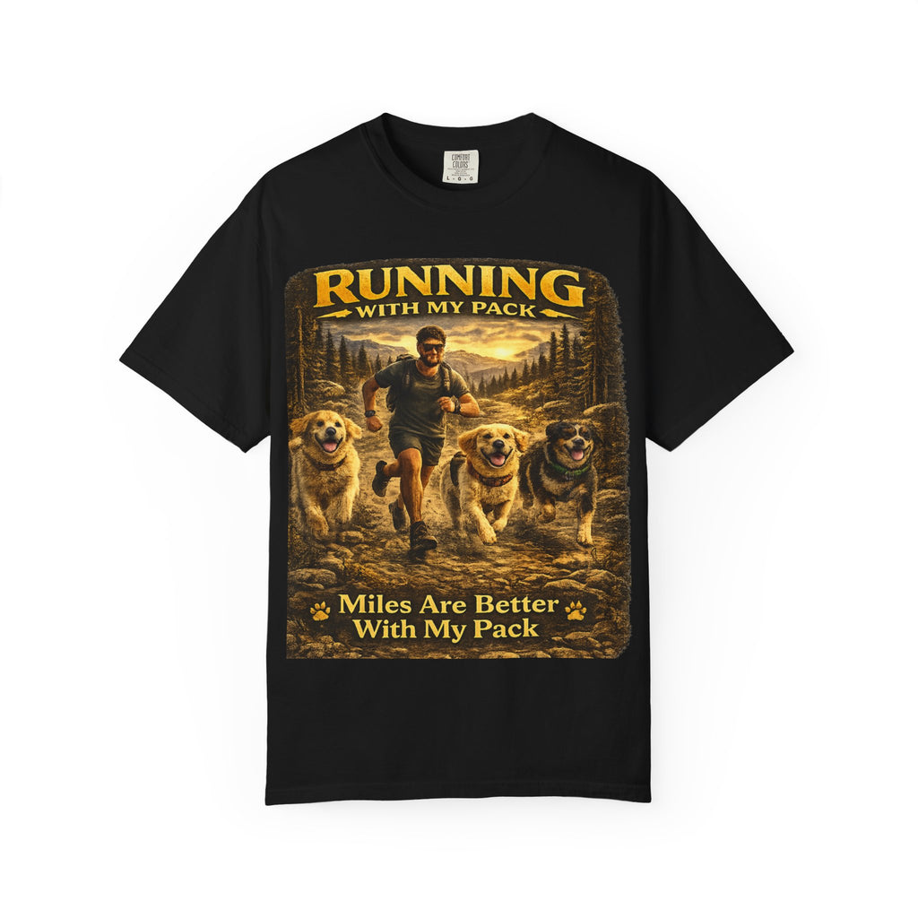 COLD HALO | Running with My Pack Dog Lover T-Shirt| Golden Retriever Trail running Tee| outdoor adventure | funny pet gift