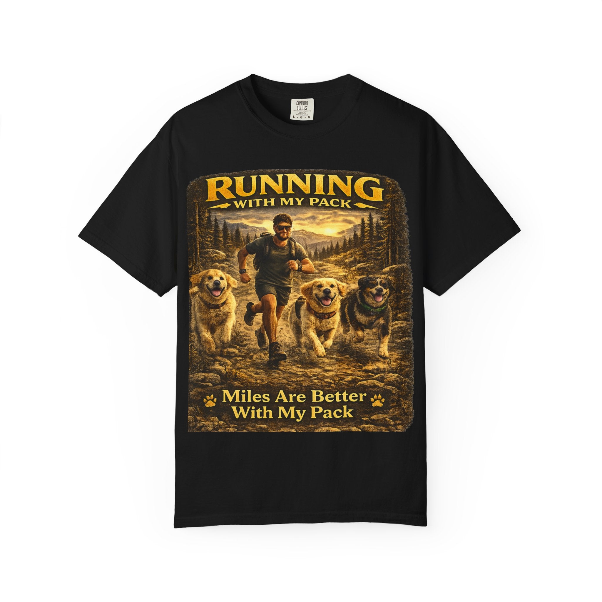 COLD HALO | Running with My Pack Dog Lover T-Shirt| Golden Retriever Trail running Tee| outdoor adventure | funny pet gift