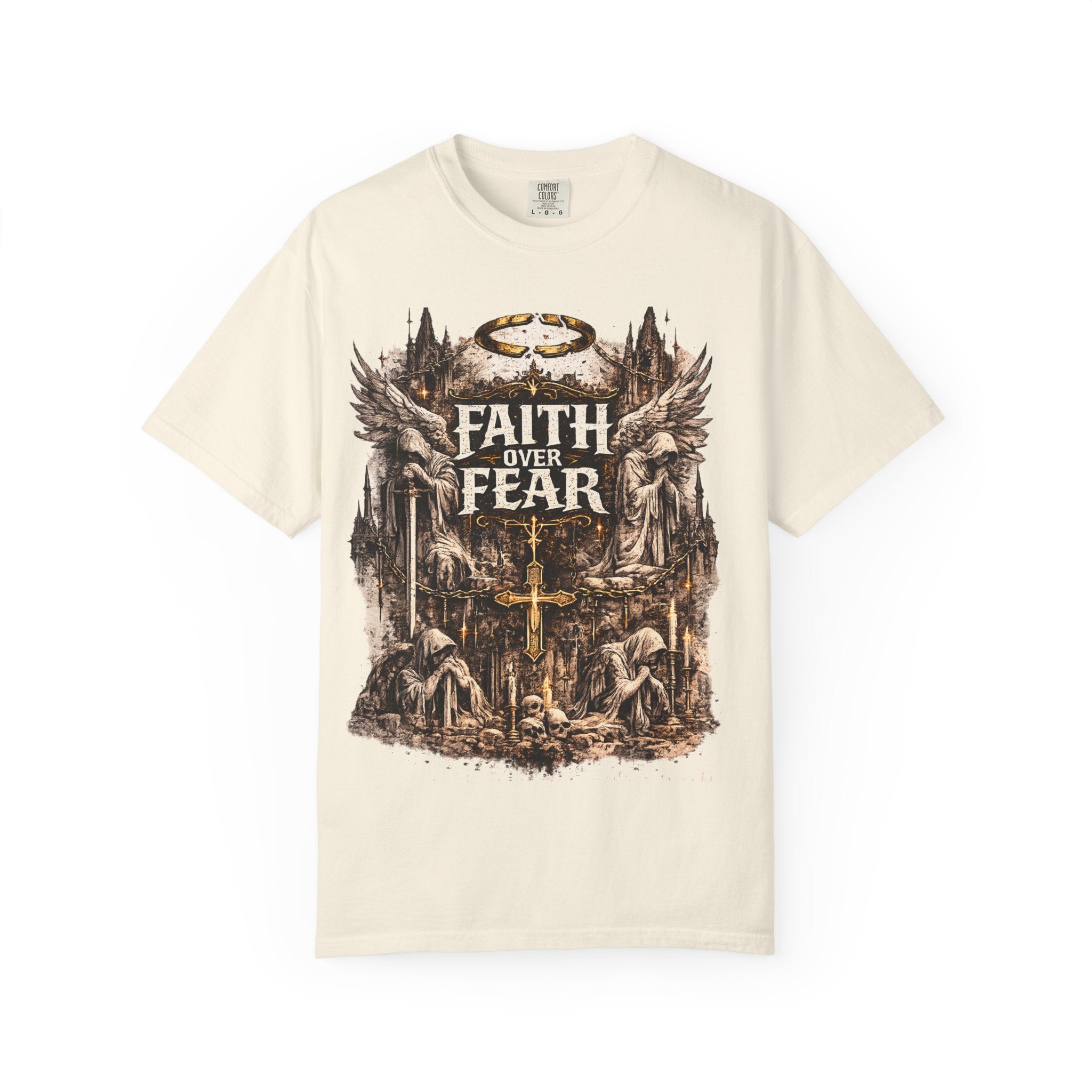 Faith Over Fear Christian Inspirational Cross comfort Graphic Tee