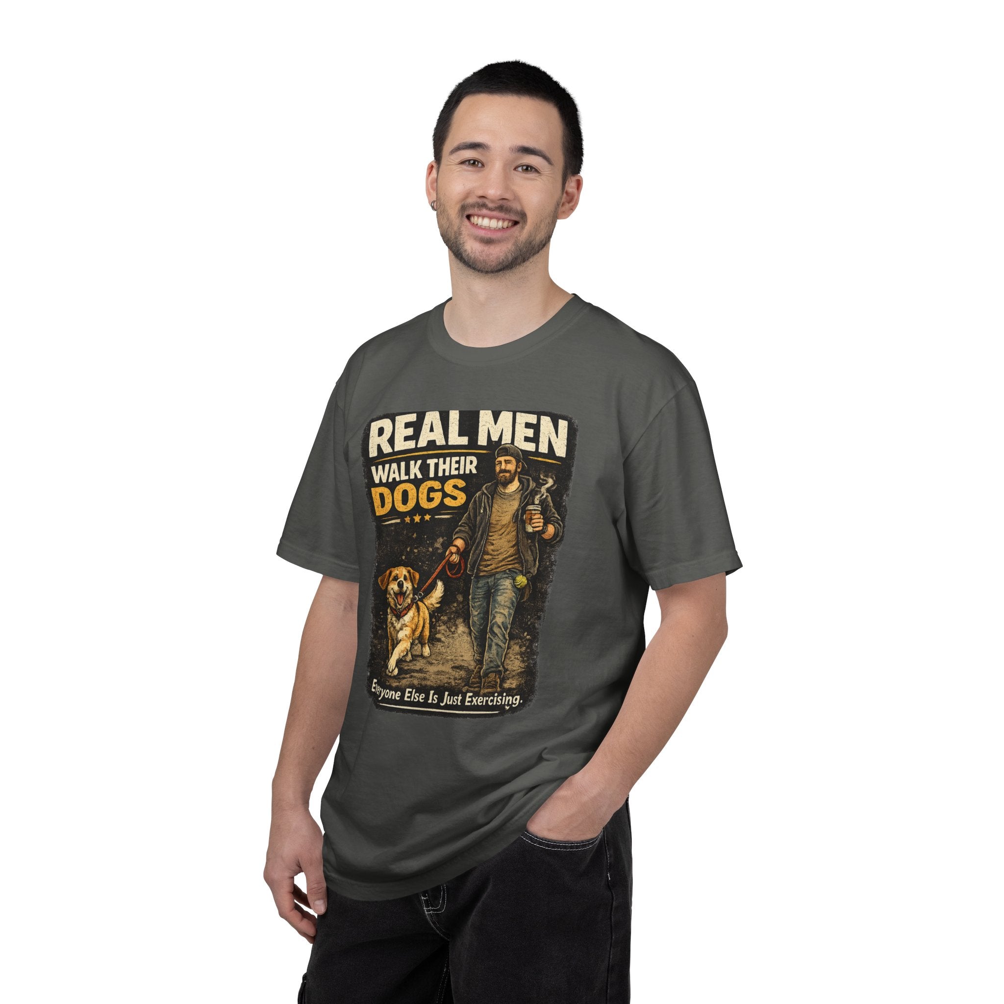 COLD HALO PETS |Real Men Walk Their Dogs Funny Dog Lover Graphic Tee