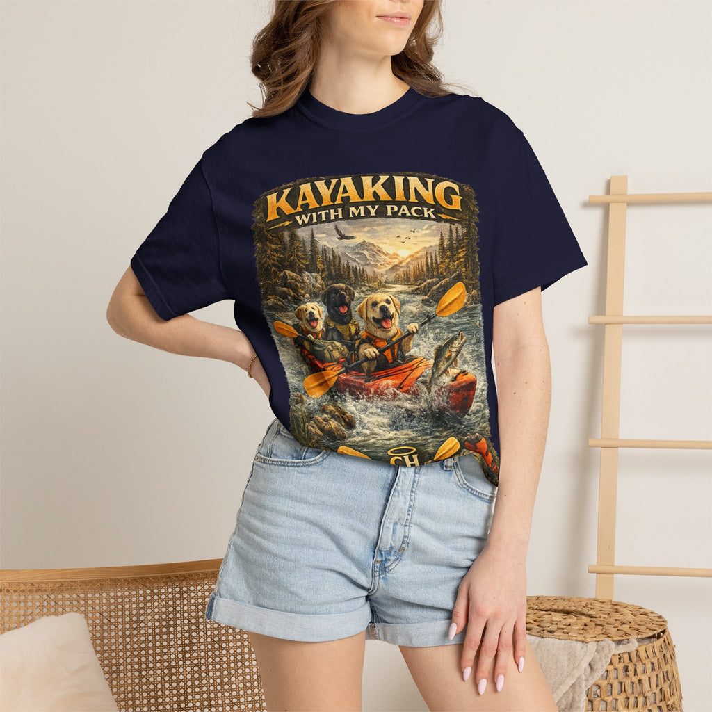 COLD HALO PETS |Kayaking T-Shirt Labrador Retriever Adventure Graphic Tee .