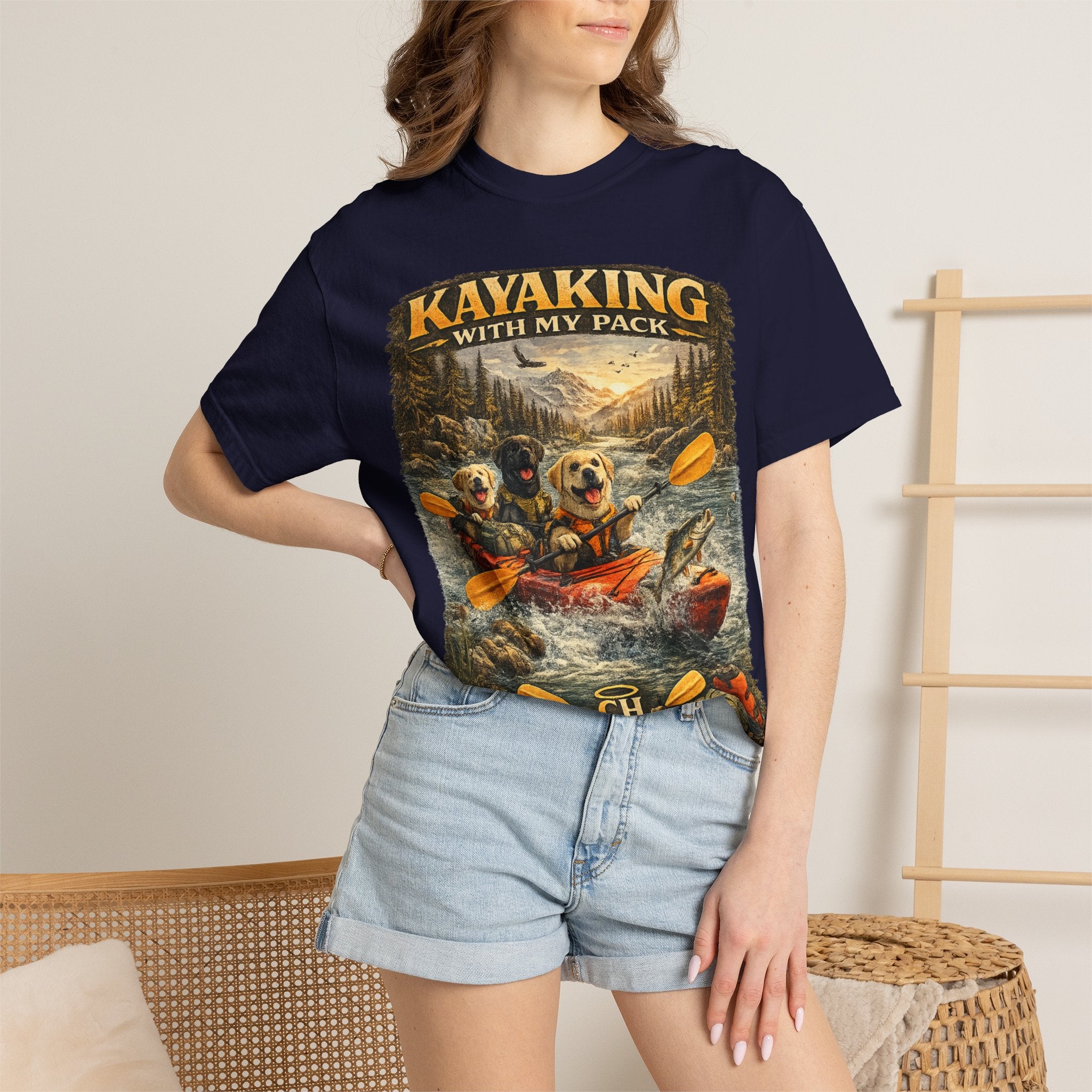 COLD HALO PETS |Kayaking T-Shirt Labrador Retriever Adventure Graphic Tee .