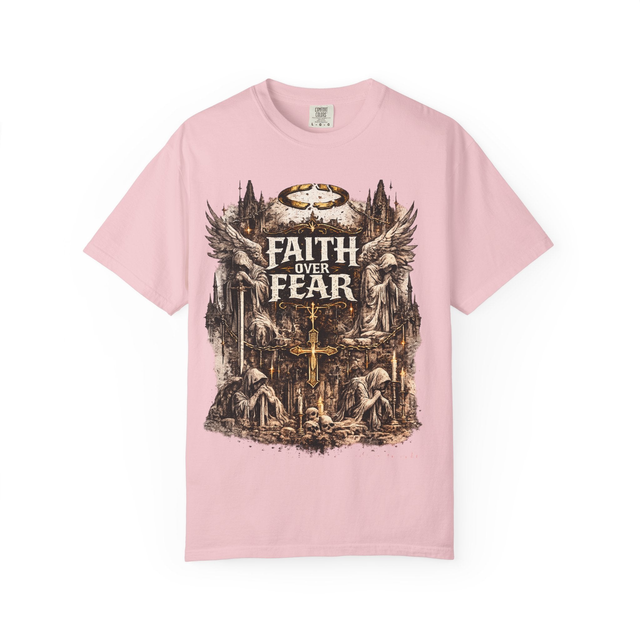 Faith Over Fear Christian Inspirational Cross comfort Graphic Tee