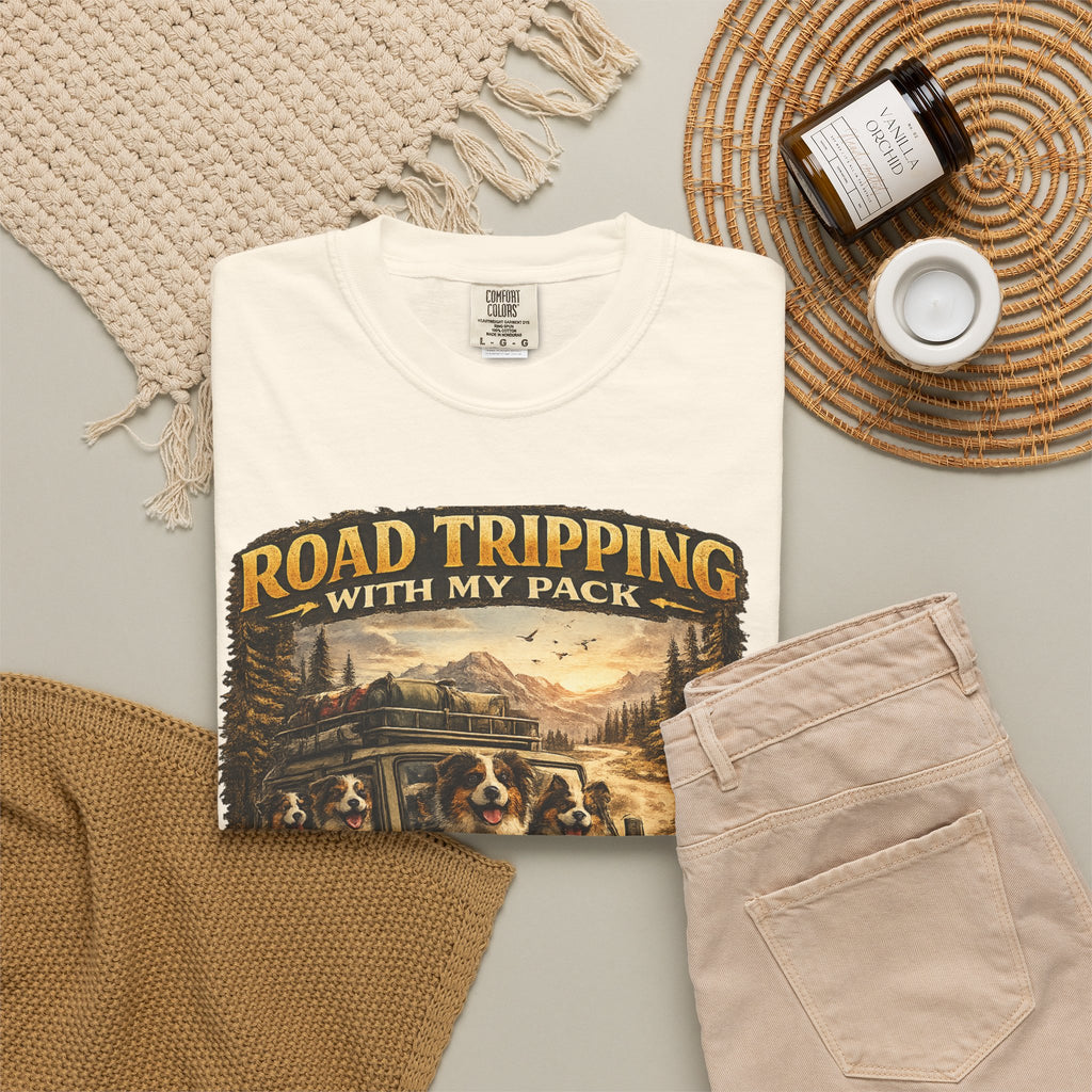 Road Tripping with My Pack T-Shirt| Funny Dog Road Trip -Shirt| Adventure Dog Lover Tee| Camping & Travel Gift Hor Pet Owners