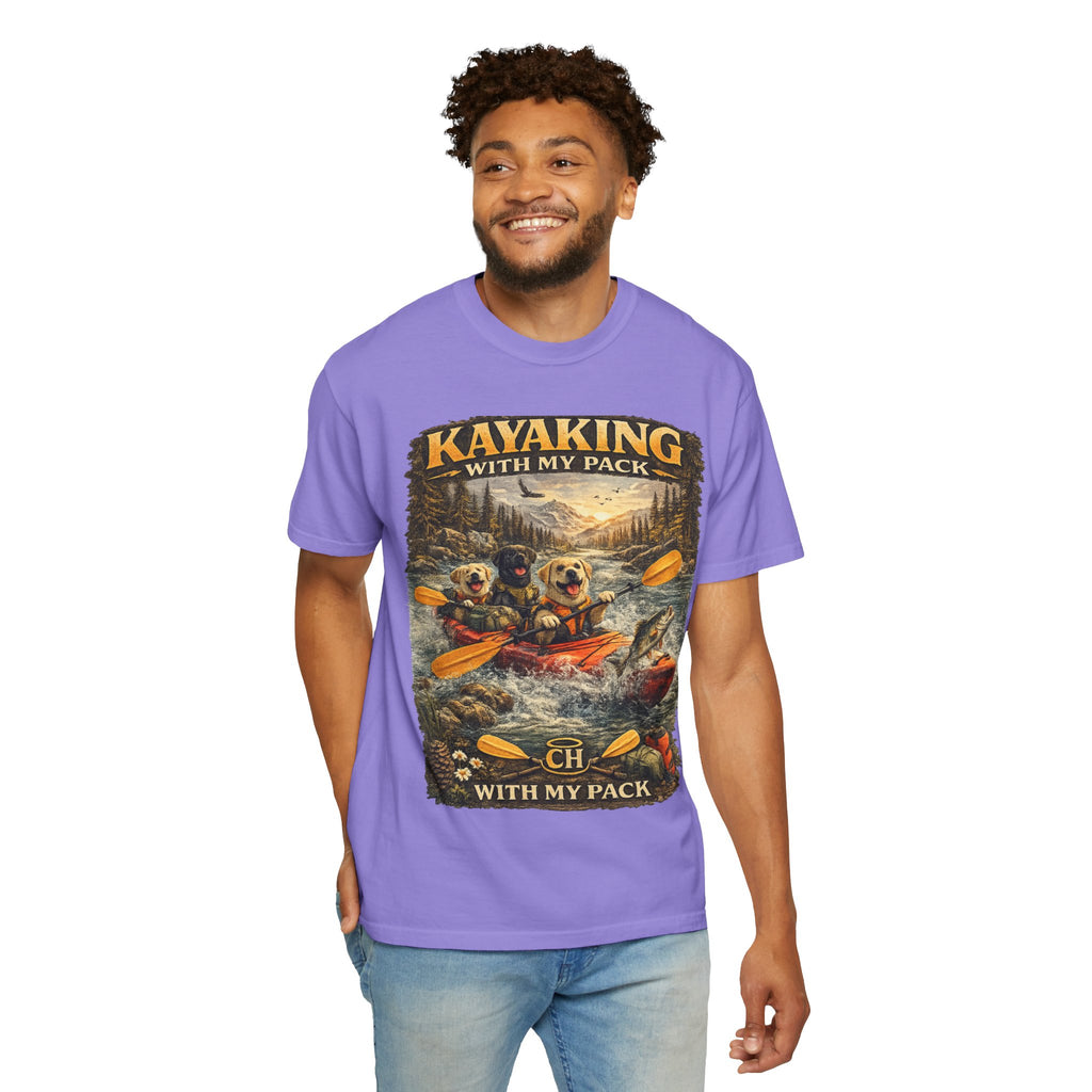 COLD HALO PETS |Kayaking T-Shirt Labrador Retriever Adventure Graphic Tee .