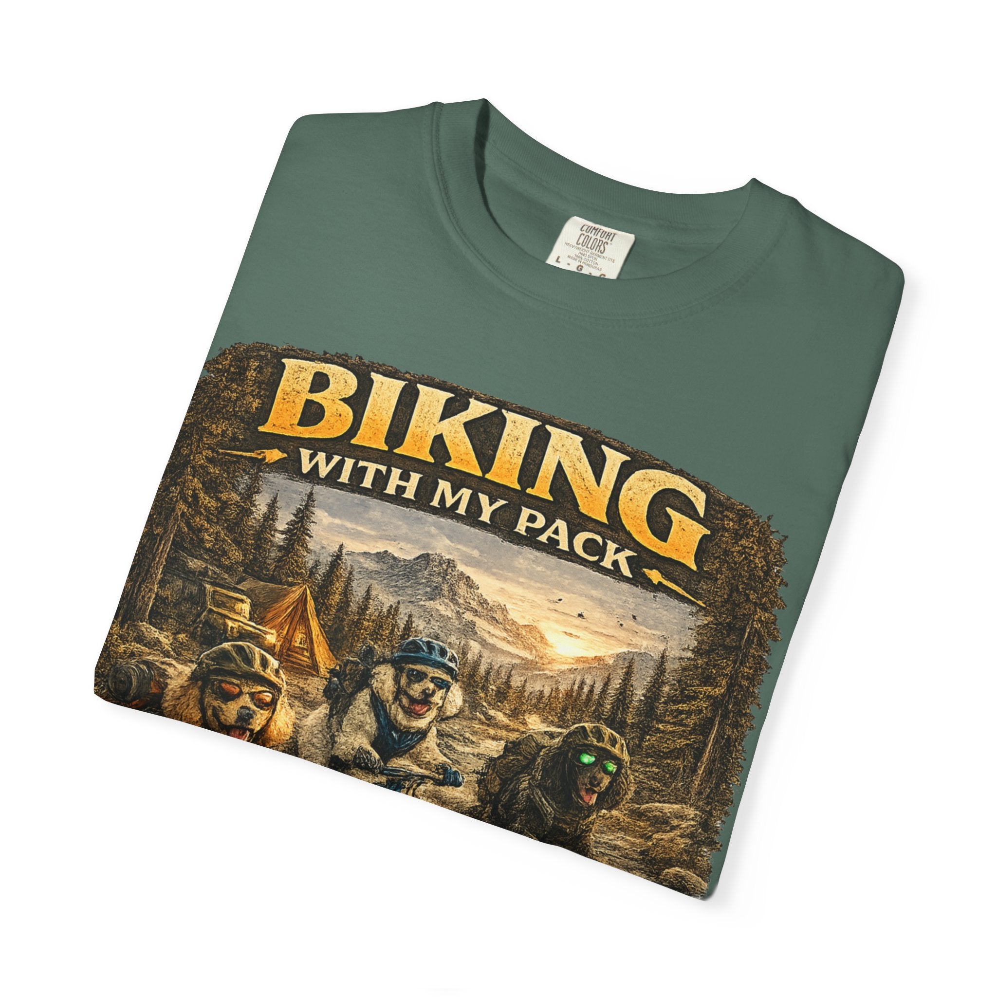 Biking With My Pack T-Shirt | Funny Dog Biking shirt| Adventure Dog Biking shirt| Adventure Dog Lover Tee| Mountain Bike Dog Dad gift