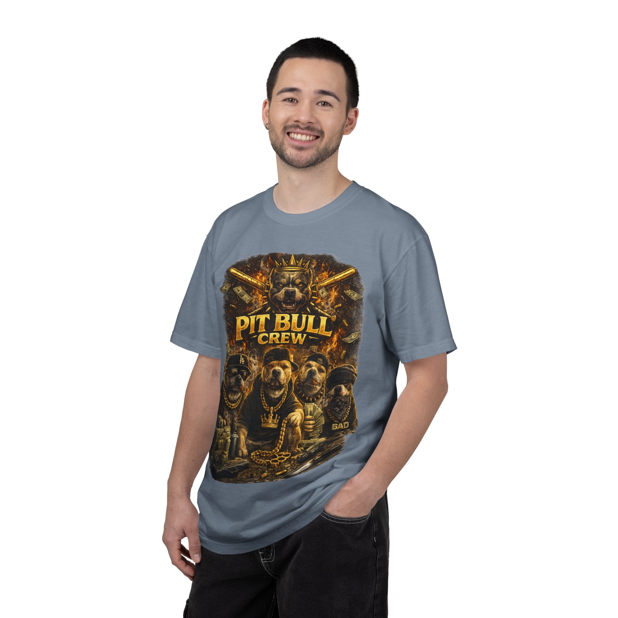 COLD HALO | Pit Bull Crew Graphic T-Shirt| Urban  streetwear  dog shirt|  — Bold Streetwear Tee for Dog Lovers| Pitbull Lover Gift for men and women