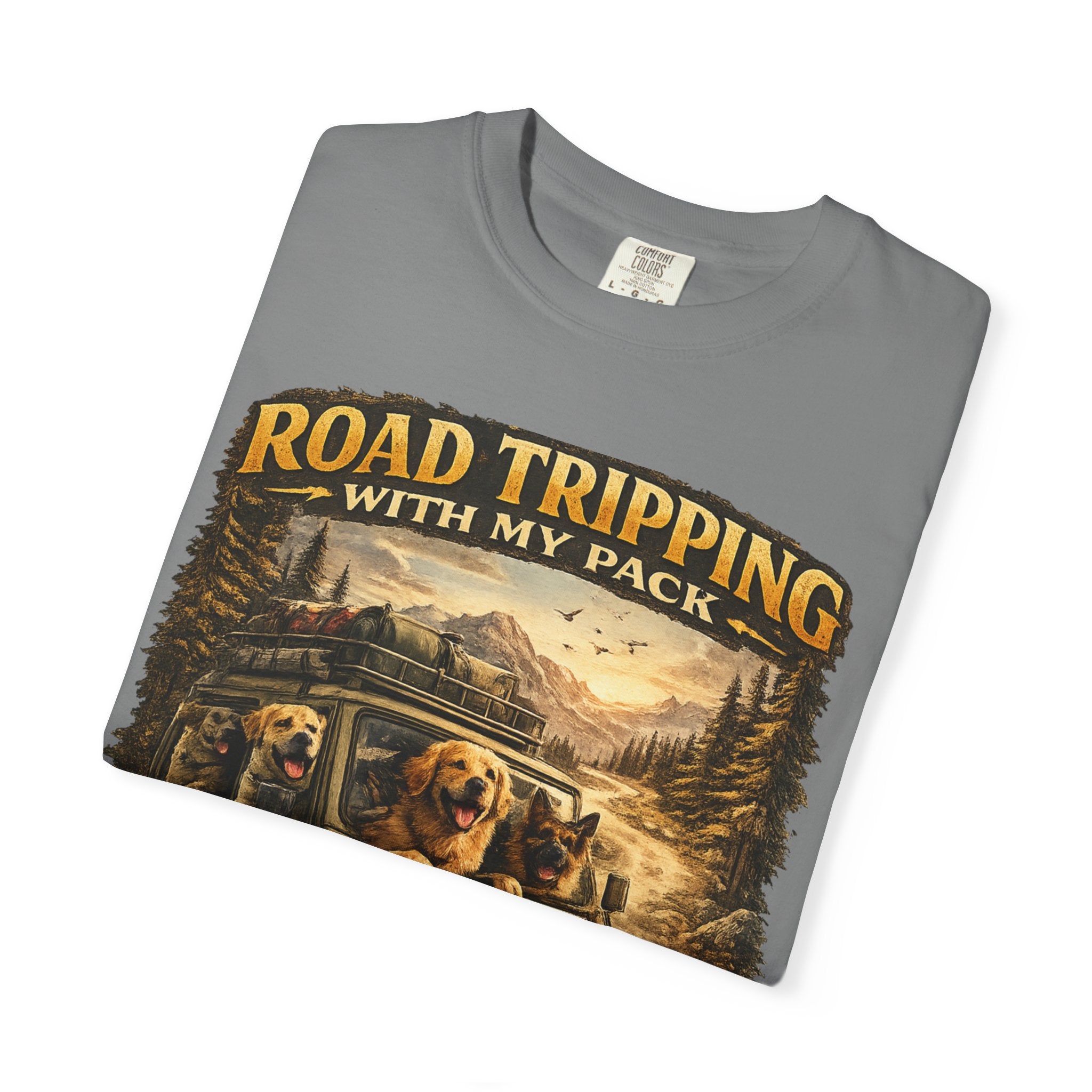 Road Tripping with My Pack T-Shirt| Funny Dog Road Trip -Shirt| Adventure Dog Lover Tee| Camping & Travel Gift Hor Pet Owners