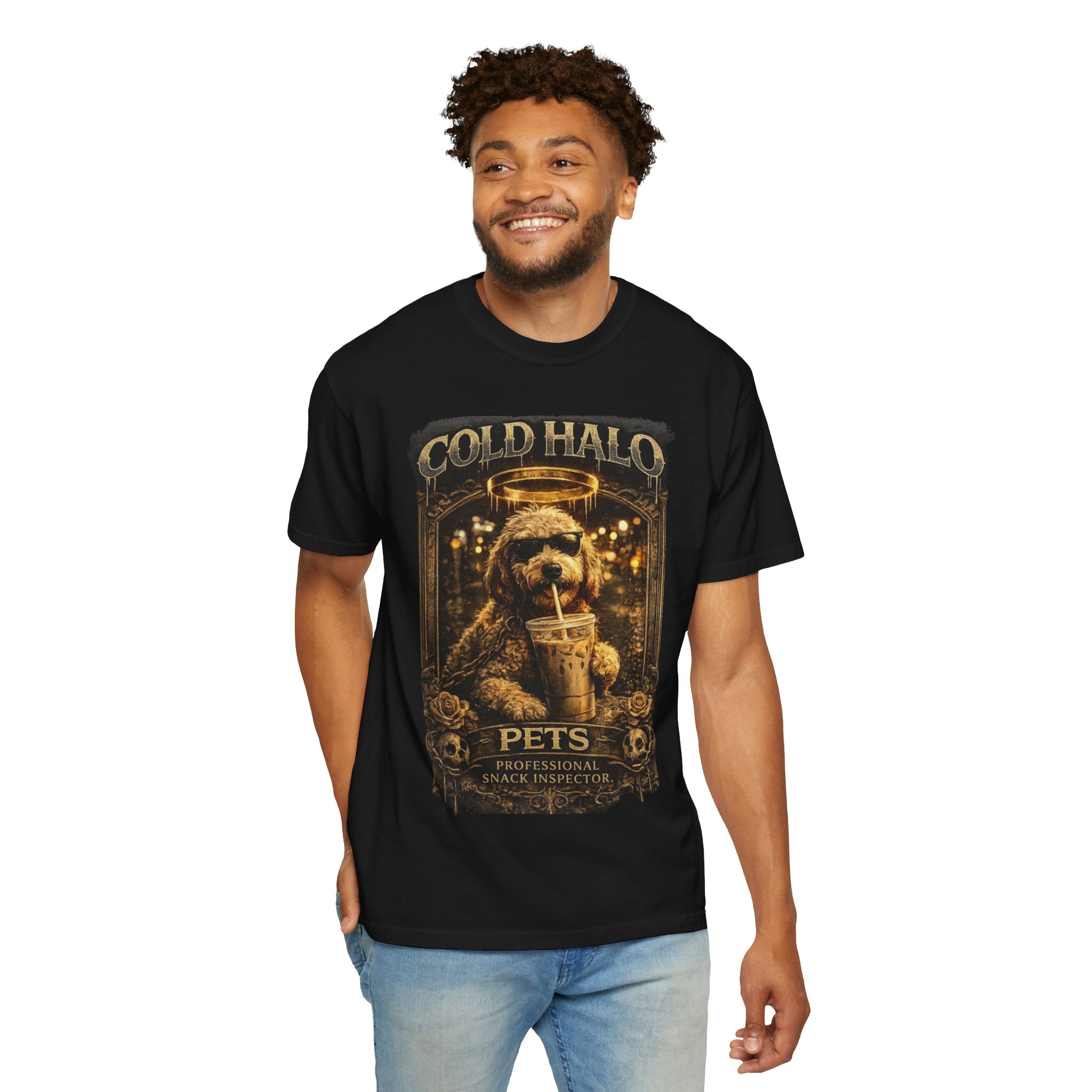 Cold Halo Pets T-Shirt — Vintage Dog Snack Inspector Graphic Tee