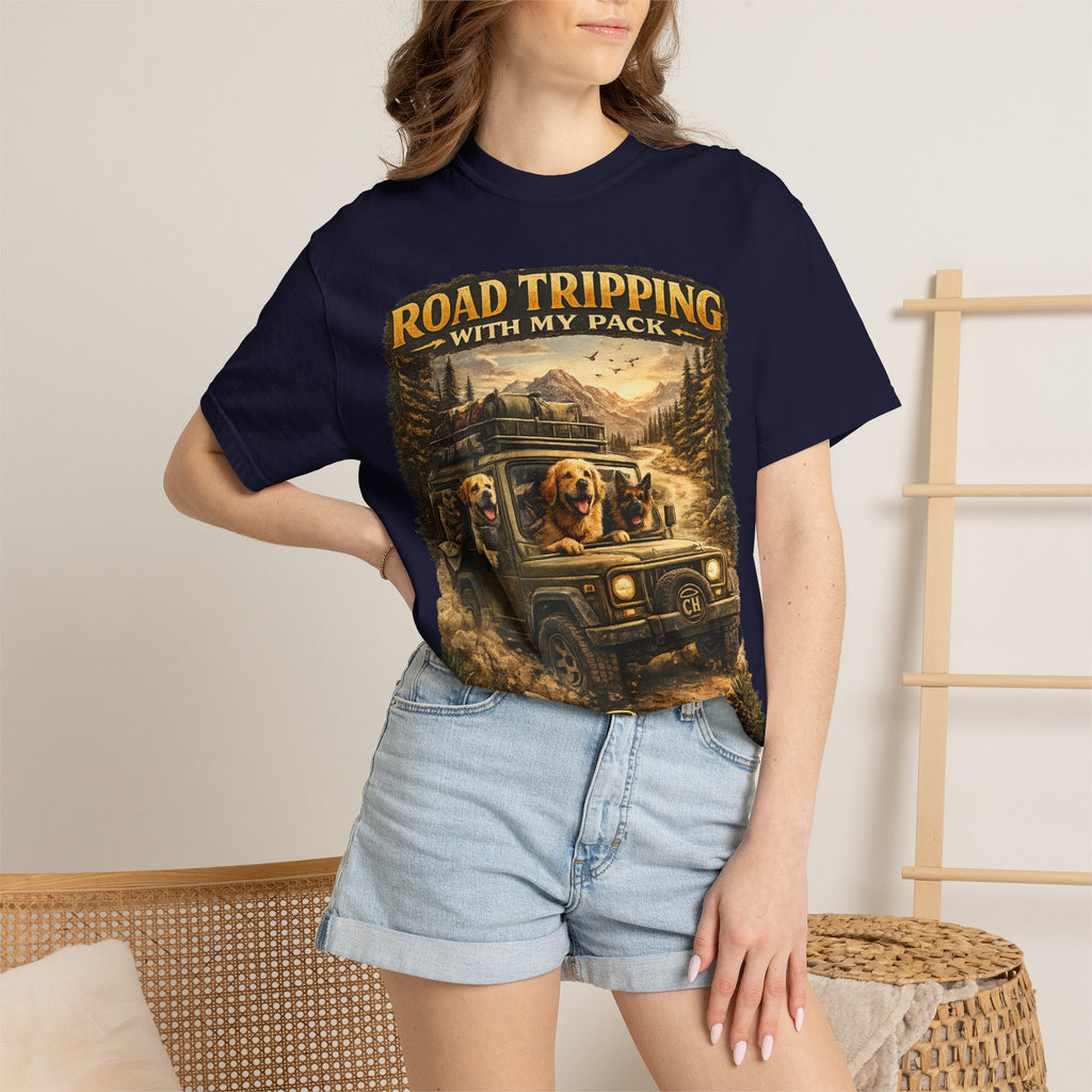 Road Tripping with My Pack T-Shirt| Funny Dog Road Trip -Shirt| Adventure Dog Lover Tee| Camping & Travel Gift Hor Pet Owners