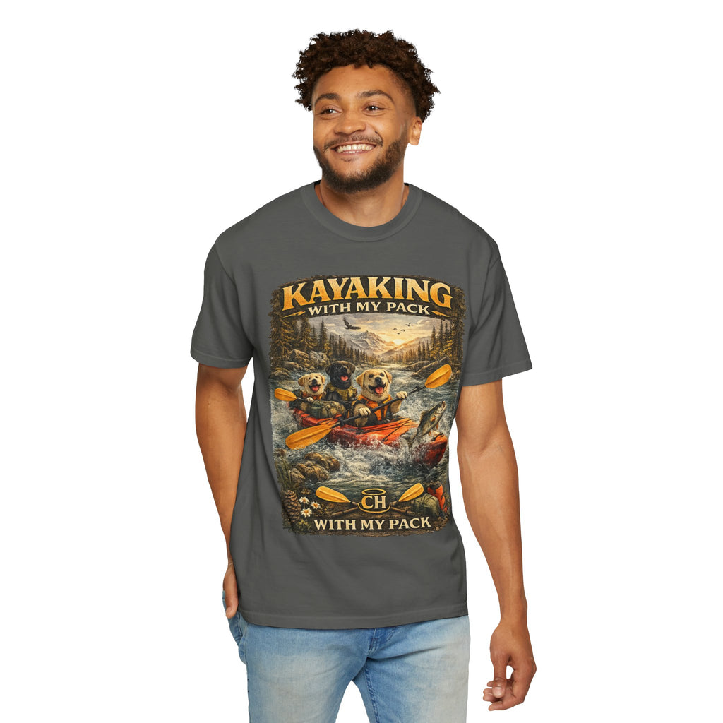 COLD HALO PETS |Kayaking T-Shirt Labrador Retriever Adventure Graphic Tee .