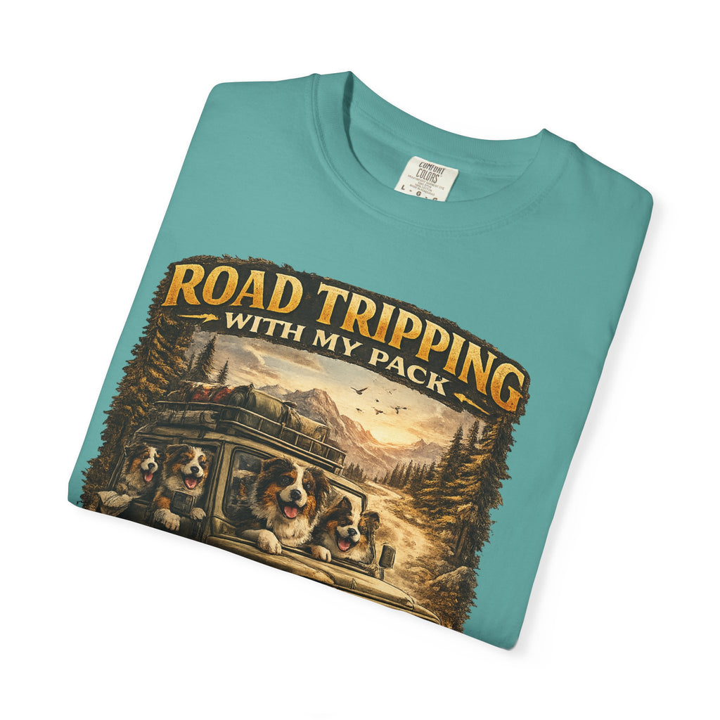 Road Tripping with My Pack T-Shirt| Funny Dog Road Trip -Shirt| Adventure Dog Lover Tee| Camping & Travel Gift Hor Pet Owners