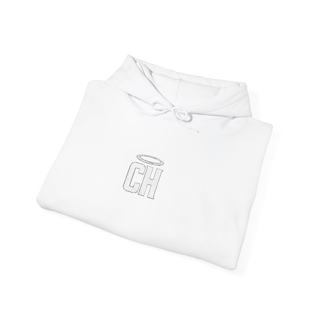 Cold halo Minimalist 'CH' Halo Logo Hoodie – White Casual Pullover
