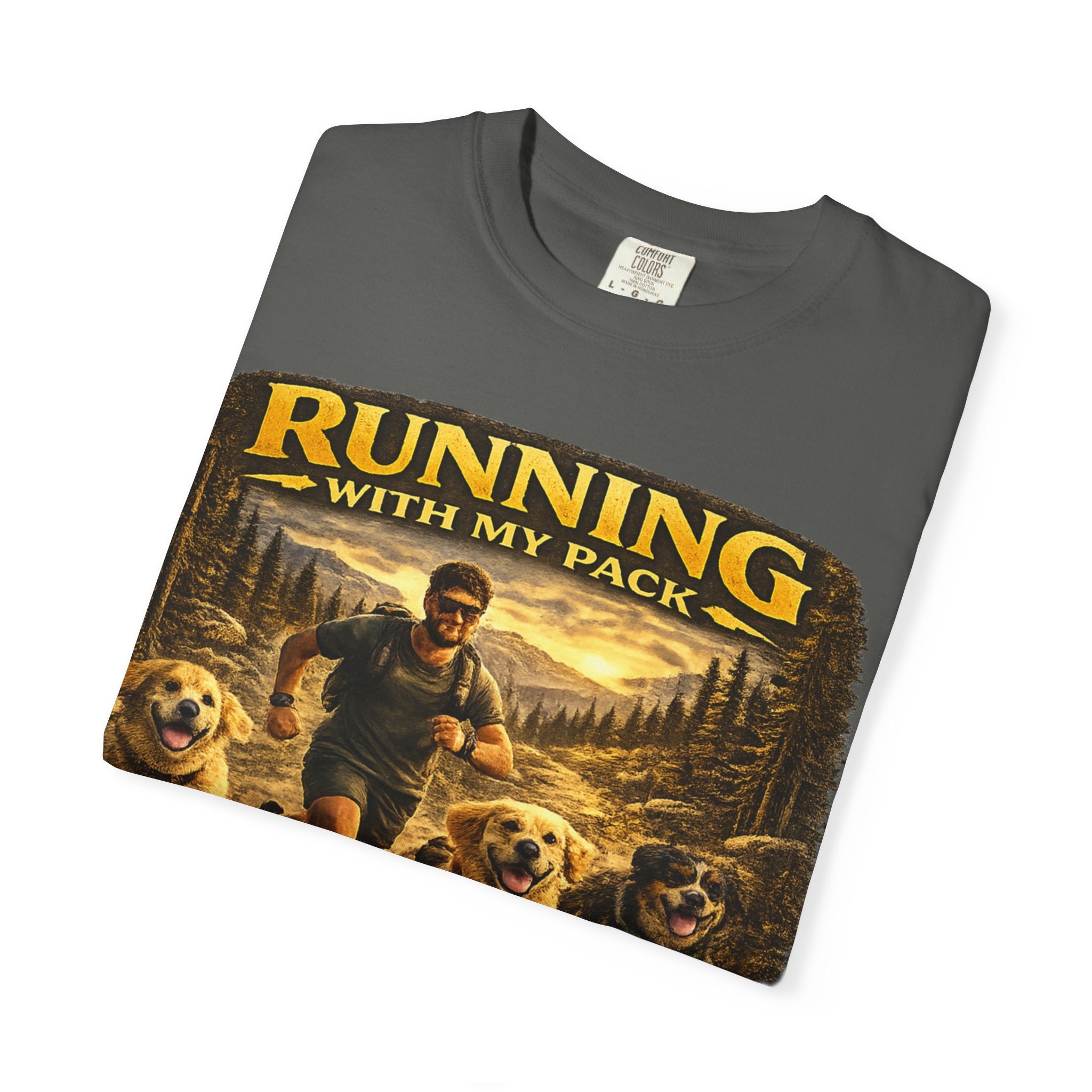 COLD HALO | Running with My Pack Dog Lover T-Shirt| Golden Retriever Trail running Tee| outdoor adventure | funny pet gift