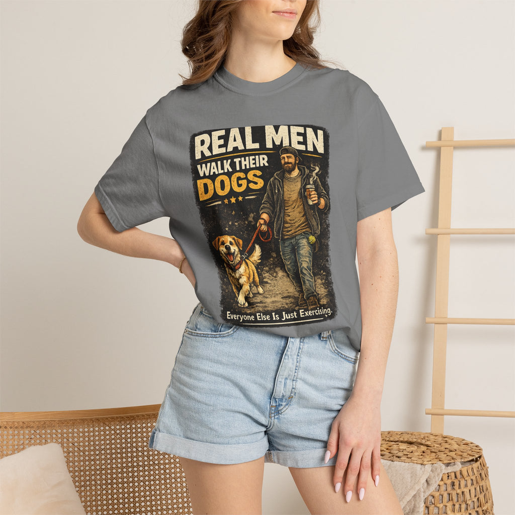 COLD HALO PETS |Real Men Walk Their Dogs Funny Dog Lover Graphic Tee