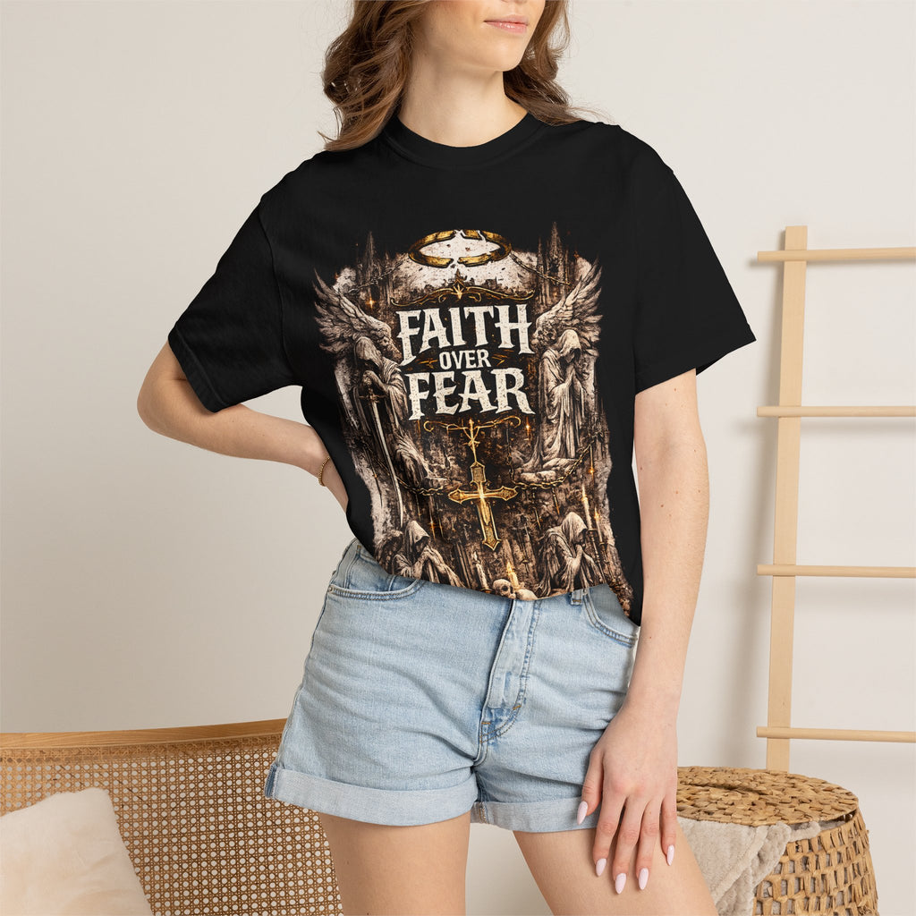 Faith Over Fear Christian Inspirational Cross comfort Graphic Tee