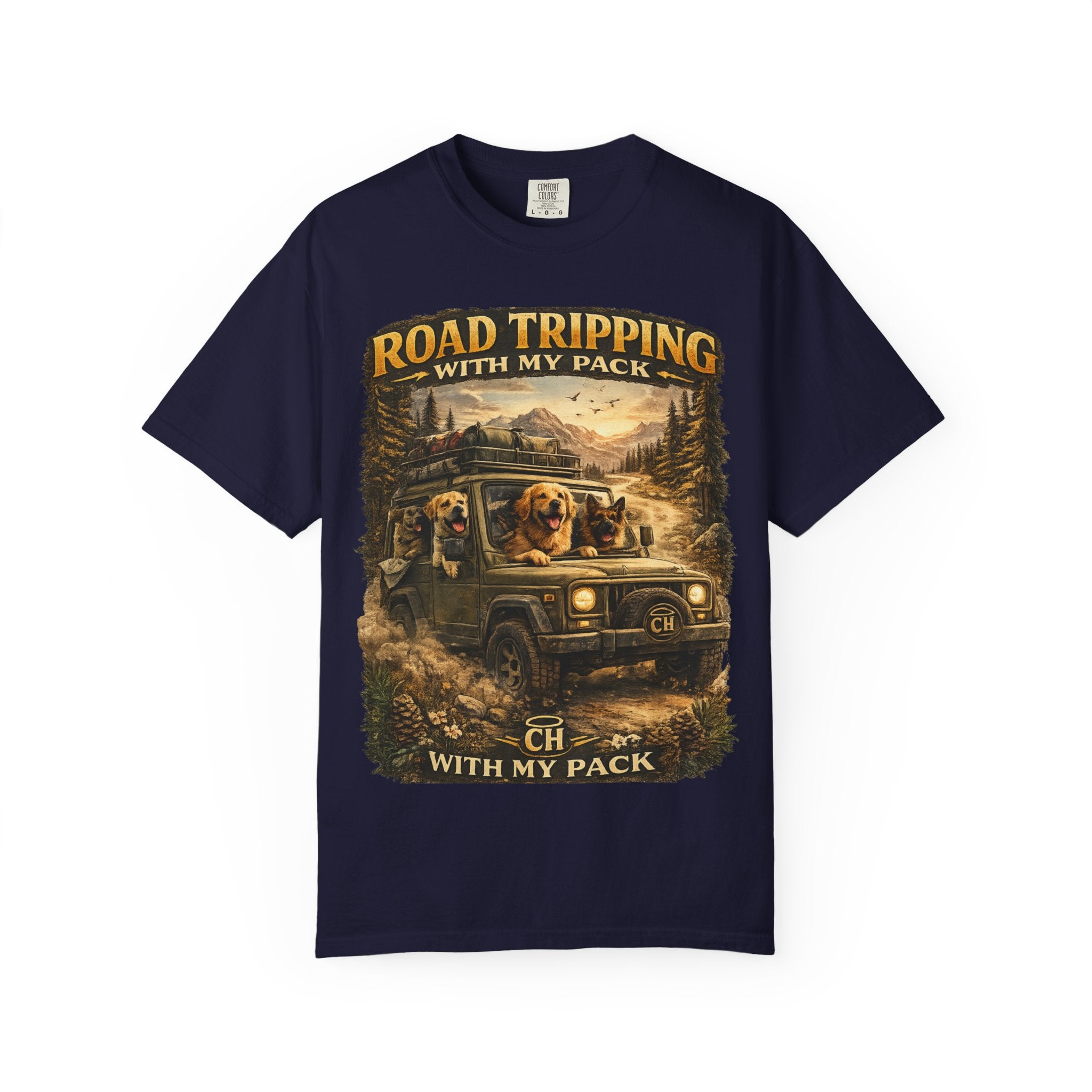 Road Tripping with My Pack T-Shirt| Funny Dog Road Trip -Shirt| Adventure Dog Lover Tee| Camping & Travel Gift Hor Pet Owners