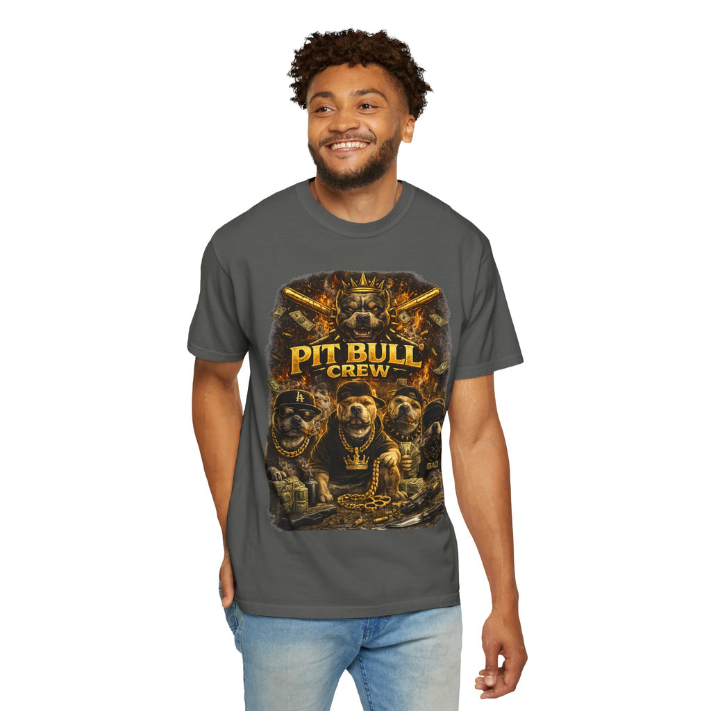 COLD HALO | Pit Bull Crew Graphic T-Shirt| Urban  streetwear  dog shirt|  — Bold Streetwear Tee for Dog Lovers| Pitbull Lover Gift for men and women