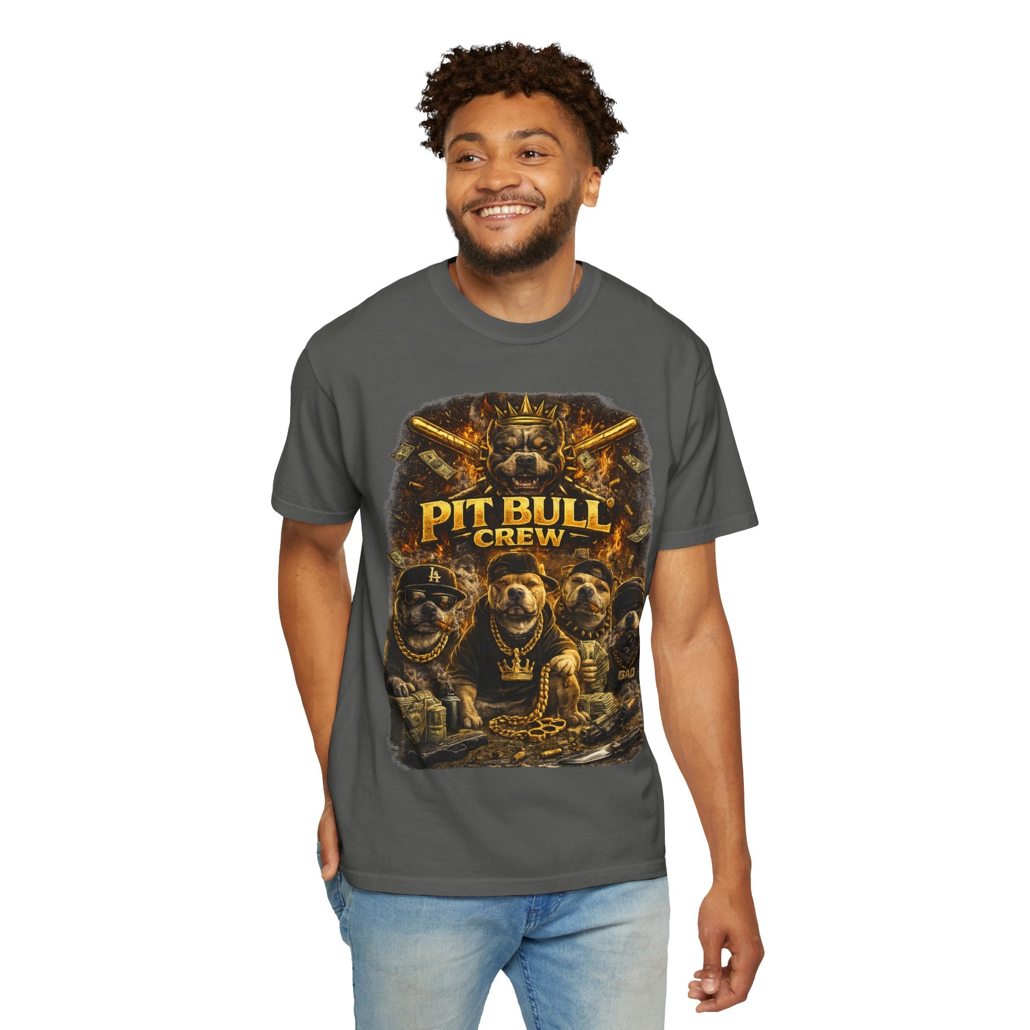 COLD HALO | Pit Bull Crew Graphic T-Shirt| Urban  streetwear  dog shirt|  — Bold Streetwear Tee for Dog Lovers| Pitbull Lover Gift for men and women