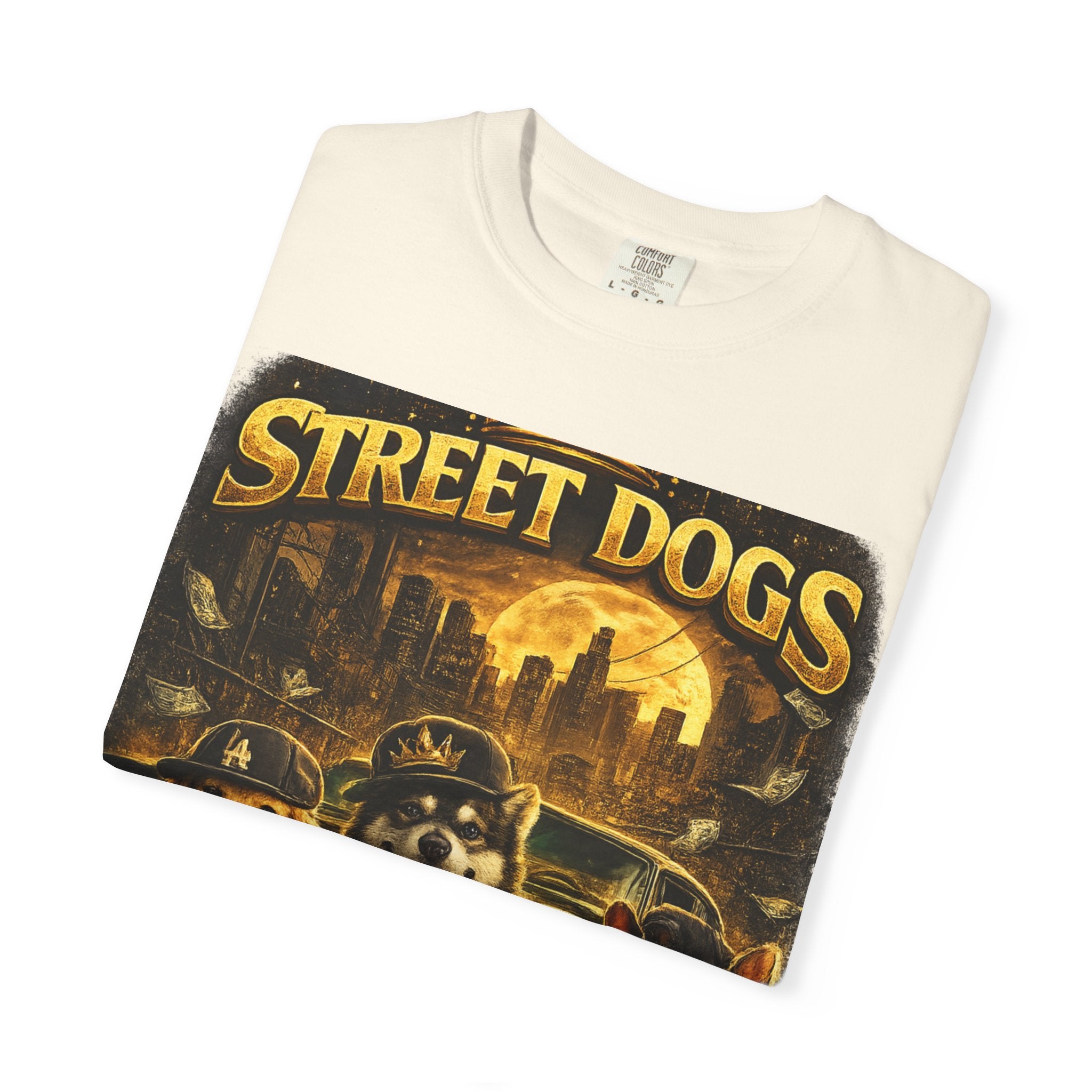 COLD HALO | Street Dogs funny Dog Graphic T-Shirt — Urban Dog  Hip Hop dog Graphic Tee| puppy streetwear shirt| Dog Lover gift.