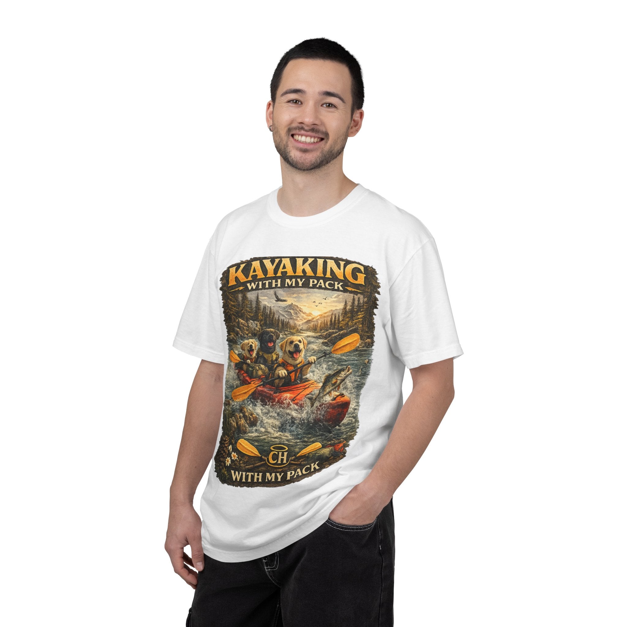 COLD HALO PETS |Kayaking T-Shirt Labrador Retriever Adventure Graphic Tee .