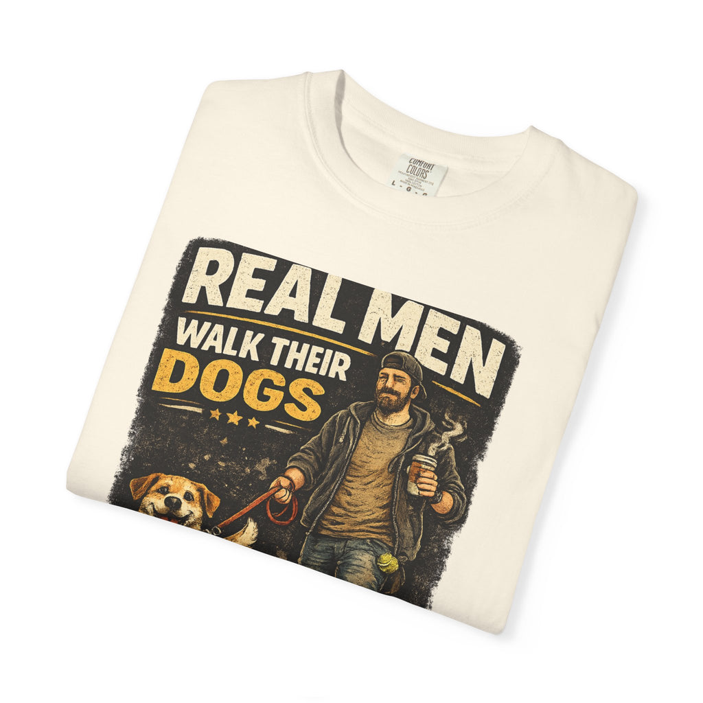 COLD HALO PETS |Real Men Walk Their Dogs Funny Dog Lover Graphic Tee