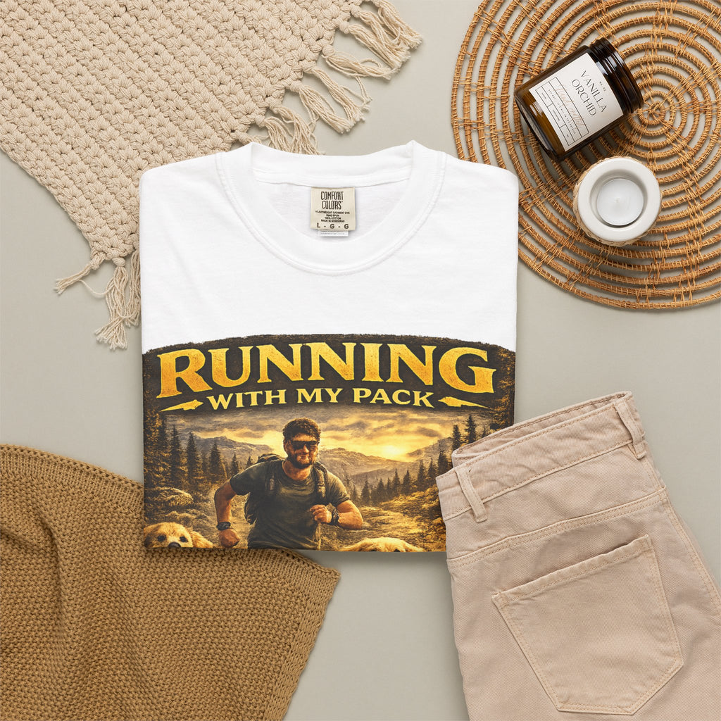 COLD HALO | Running with My Pack Dog Lover T-Shirt| Golden Retriever Trail running Tee| outdoor adventure | funny pet gift