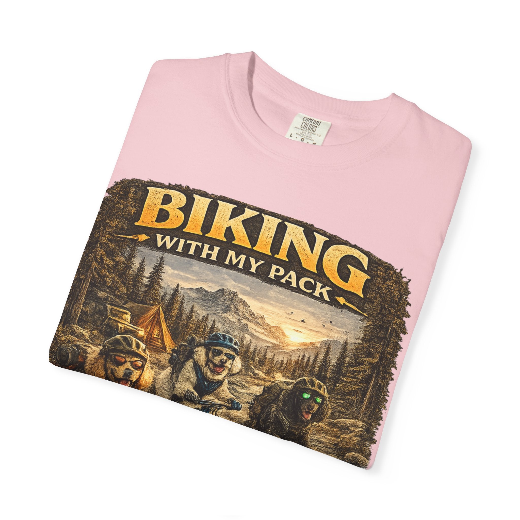 Biking With My Pack T-Shirt | Funny Dog Biking shirt| Adventure Dog Biking shirt| Adventure Dog Lover Tee| Mountain Bike Dog Dad gift