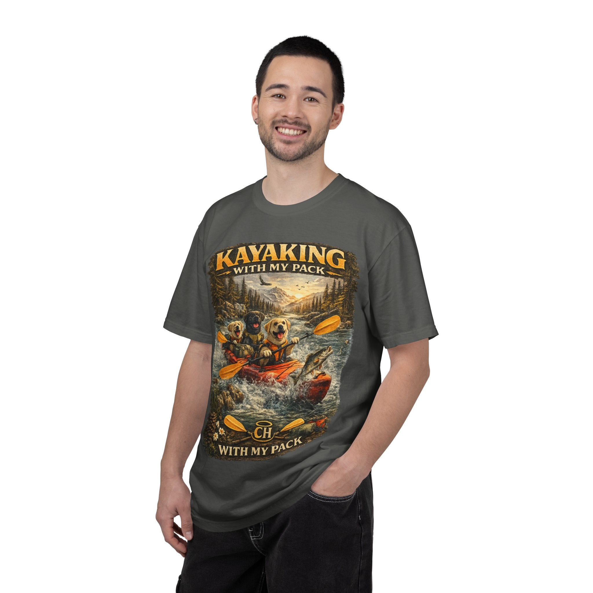 COLD HALO PETS |Kayaking T-Shirt Labrador Retriever Adventure Graphic Tee .