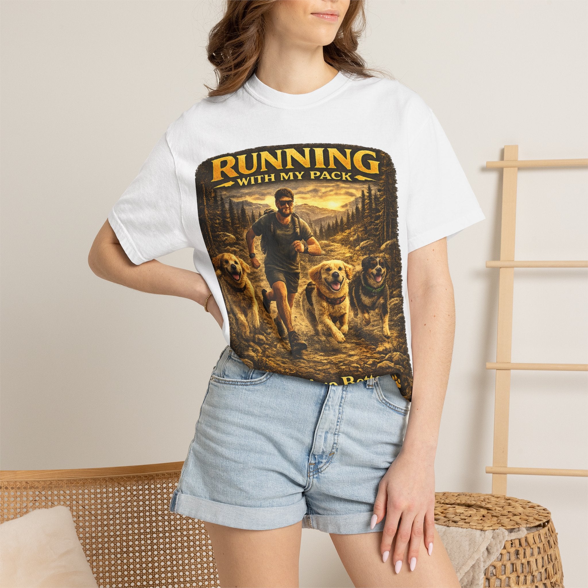 COLD HALO | Running with My Pack Dog Lover T-Shirt| Golden Retriever Trail running Tee| outdoor adventure | funny pet gift