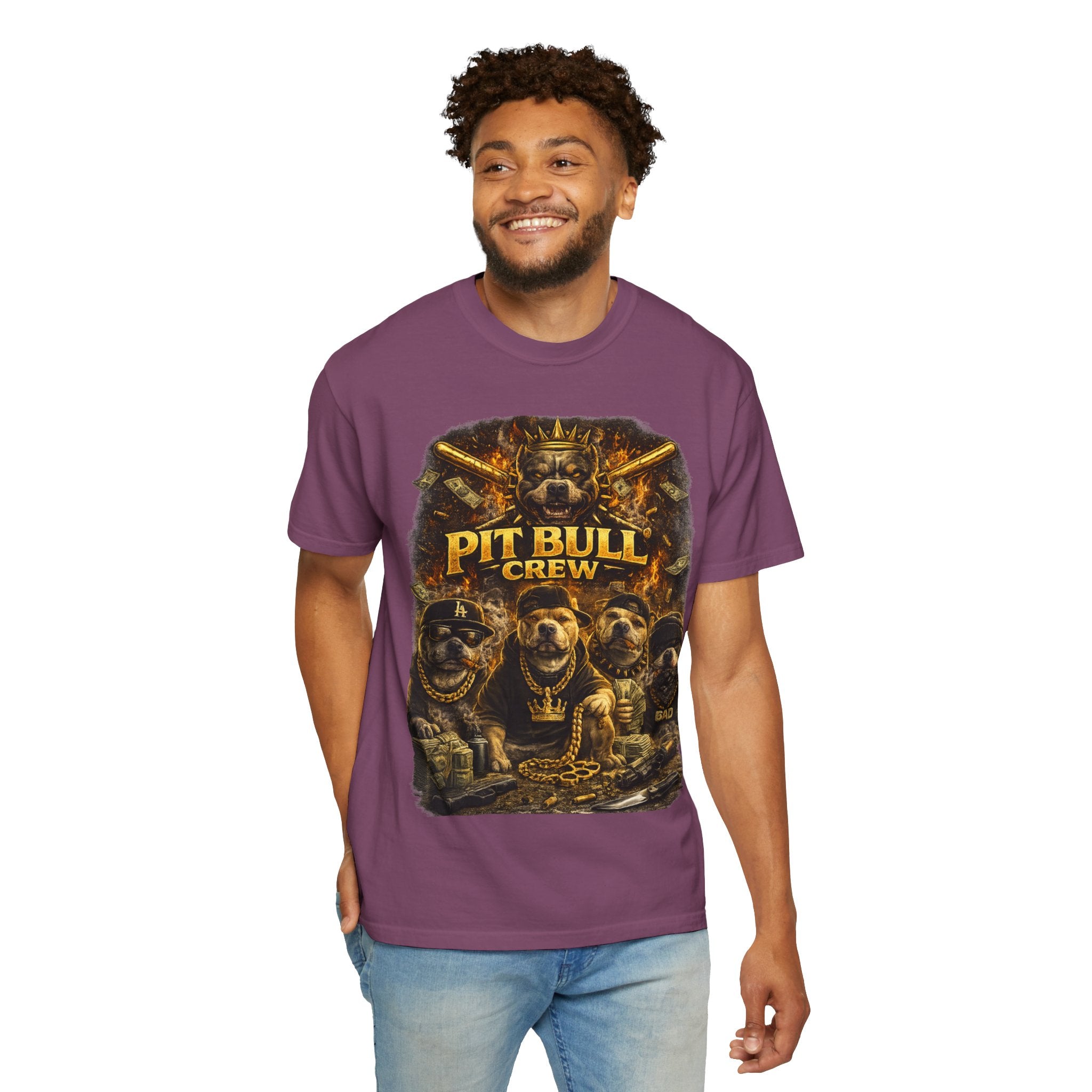 COLD HALO | Pit Bull Crew Graphic T-Shirt| Urban  streetwear  dog shirt|  — Bold Streetwear Tee for Dog Lovers| Pitbull Lover Gift for men and women