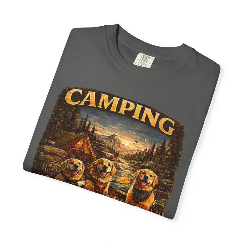 Camping With My Pack T-Shirt| Golden Retriever Camping Dog shirt | Campfires paw prints & Good memories Tee| Dog Lover outdoor