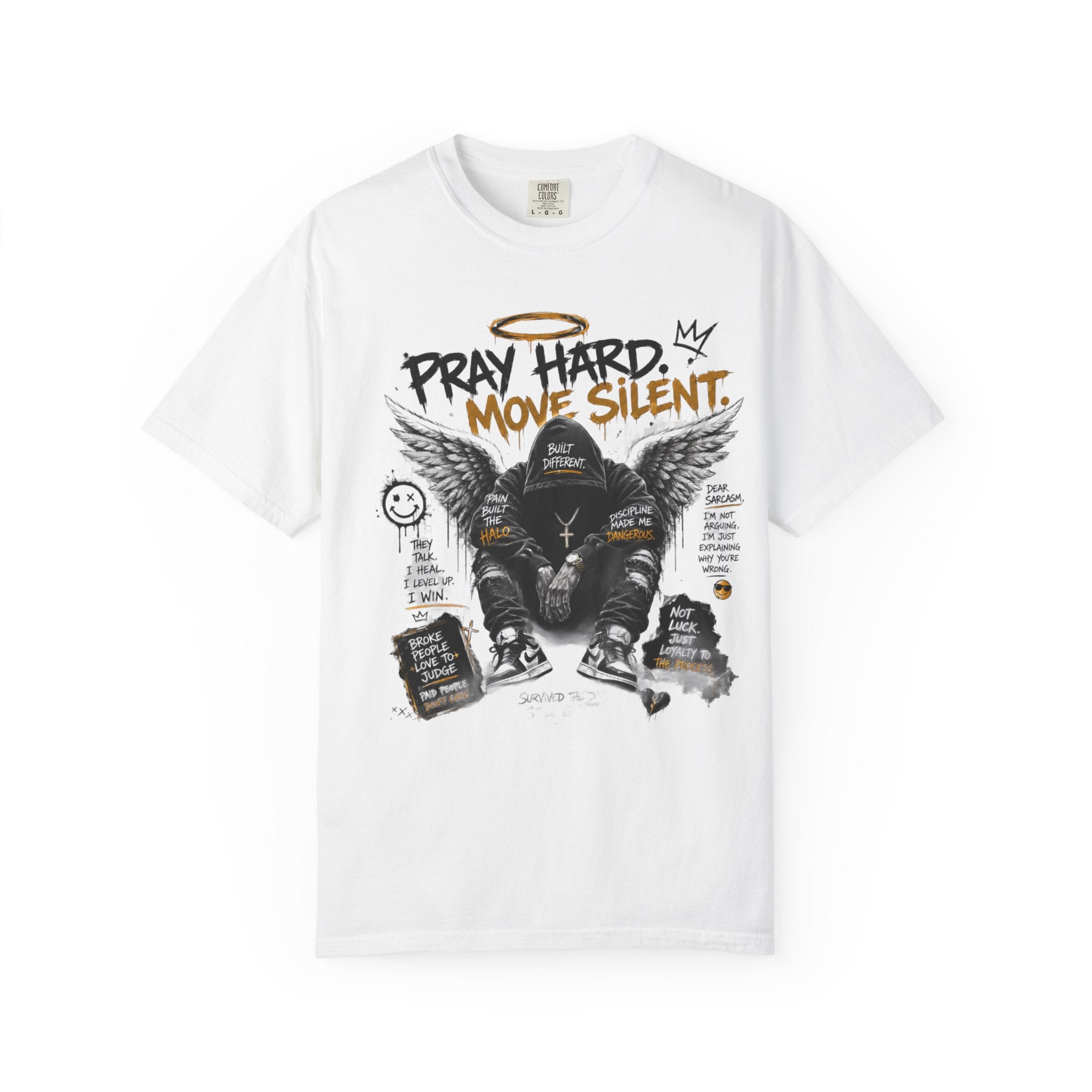 Pray Hard Move Silent T-Shirt — Graphic Faith Streetwear Tee