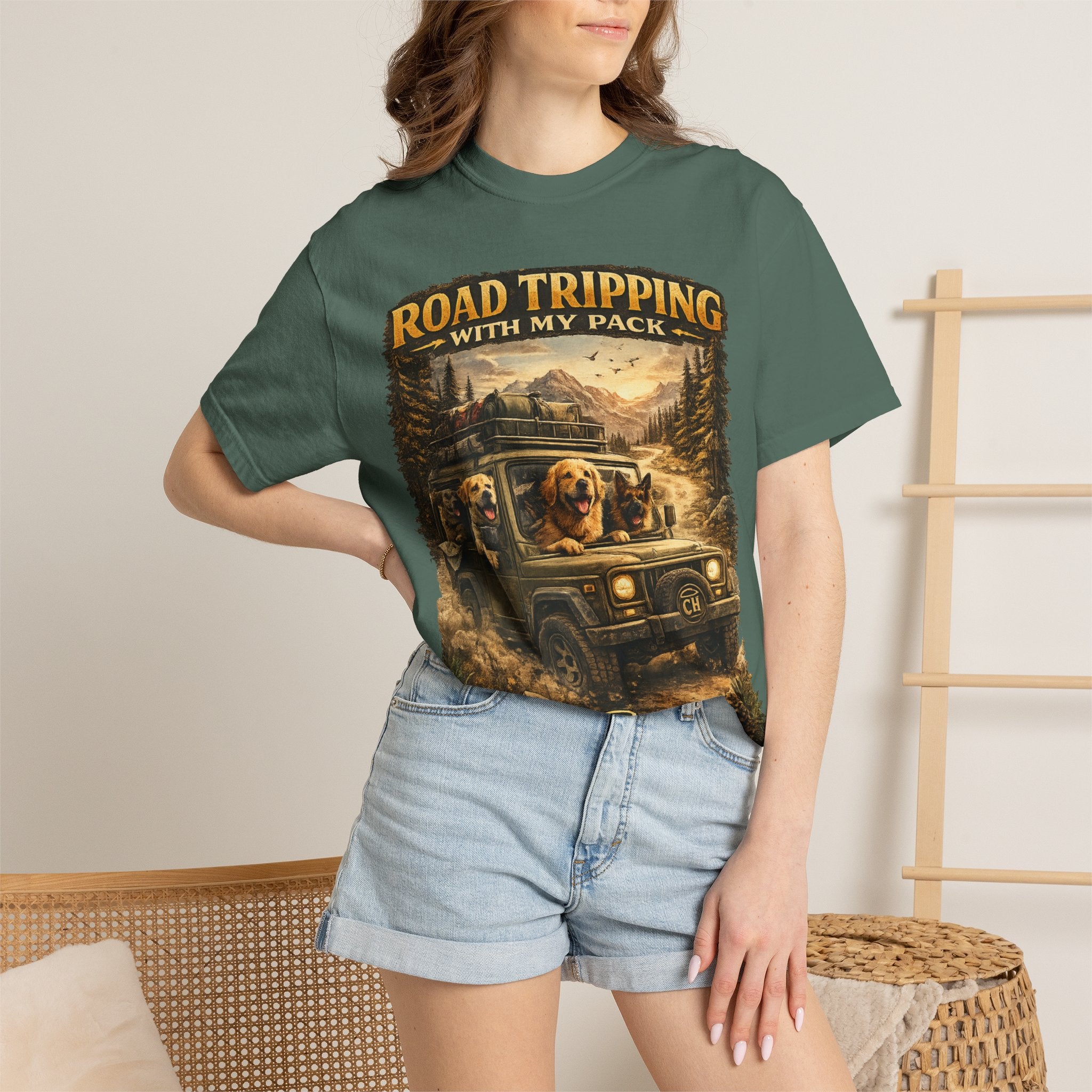 Road Tripping with My Pack T-Shirt| Funny Dog Road Trip -Shirt| Adventure Dog Lover Tee| Camping & Travel Gift Hor Pet Owners
