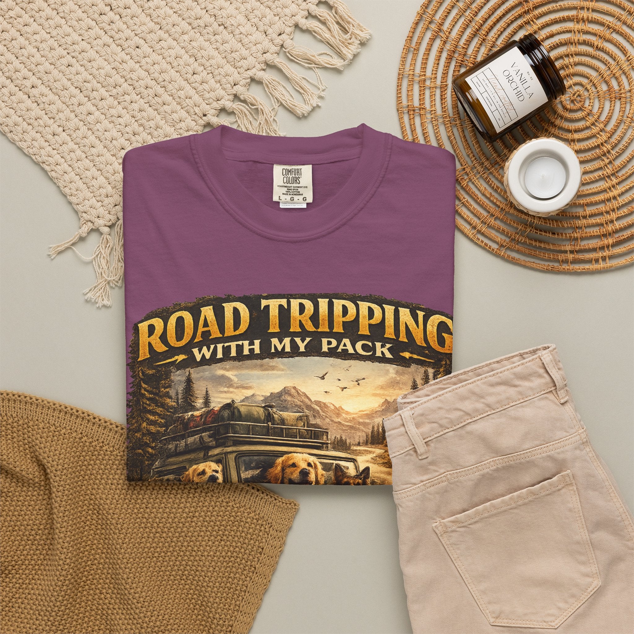 Road Tripping with My Pack T-Shirt| Funny Dog Road Trip -Shirt| Adventure Dog Lover Tee| Camping & Travel Gift Hor Pet Owners