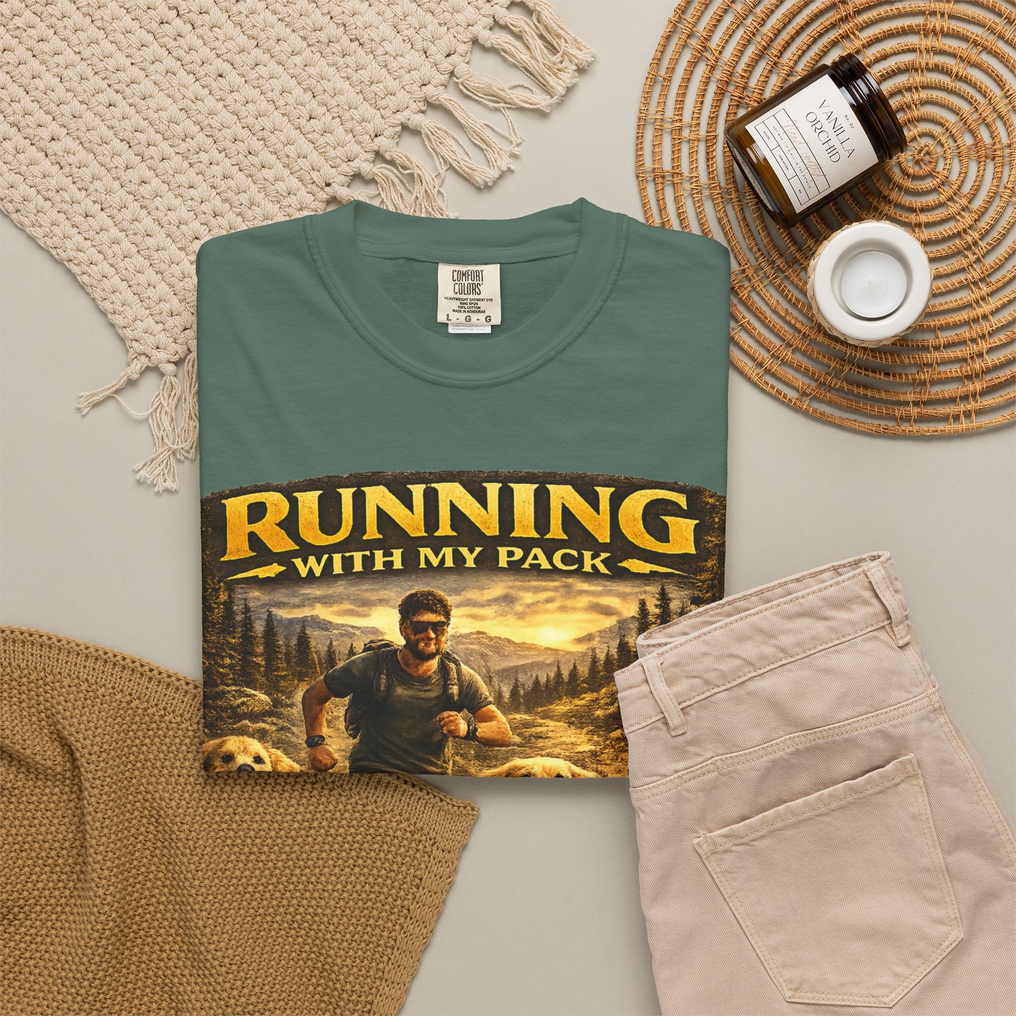 COLD HALO | Running with My Pack Dog Lover T-Shirt| Golden Retriever Trail running Tee| outdoor adventure | funny pet gift