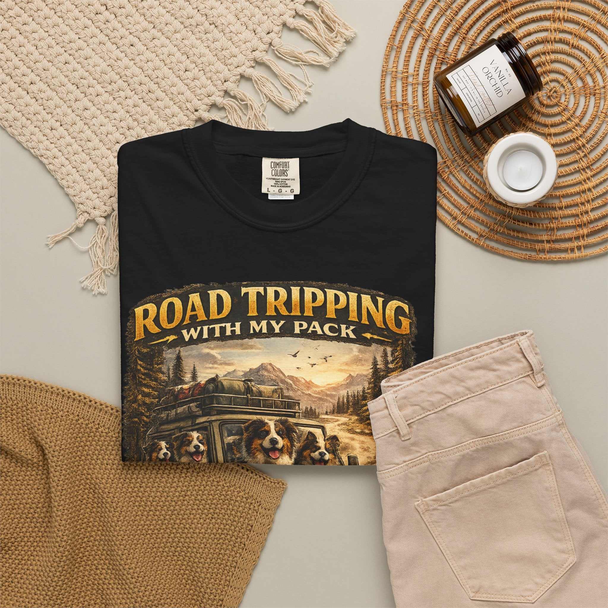 Road Tripping with My Pack T-Shirt| Funny Dog Road Trip -Shirt| Adventure Dog Lover Tee| Camping & Travel Gift Hor Pet Owners