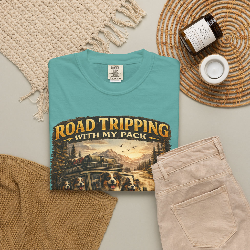 Road Tripping with My Pack T-Shirt| Funny Dog Road Trip -Shirt| Adventure Dog Lover Tee| Camping & Travel Gift Hor Pet Owners