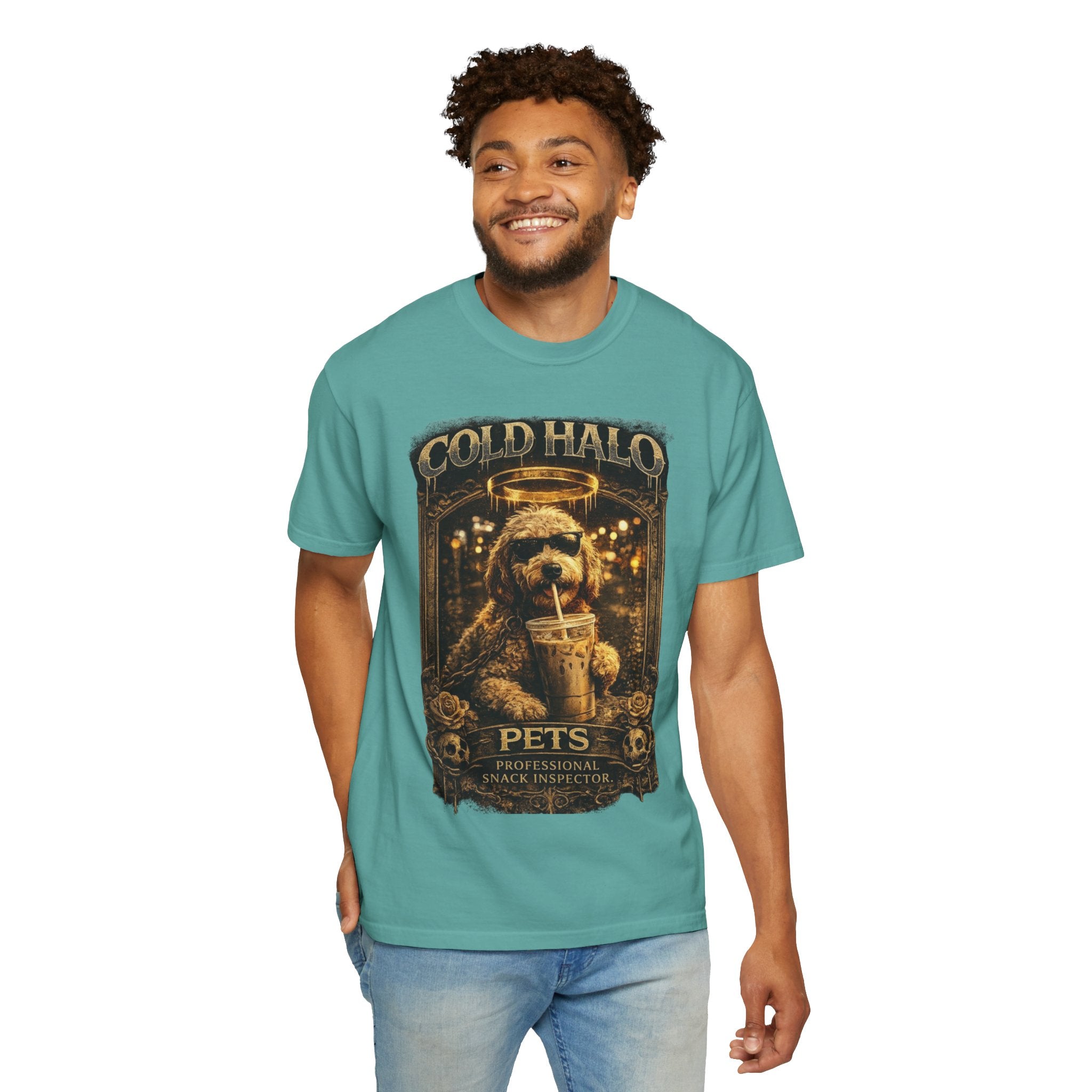Cold Halo Pets T-Shirt — Vintage Dog Snack Inspector Graphic Tee