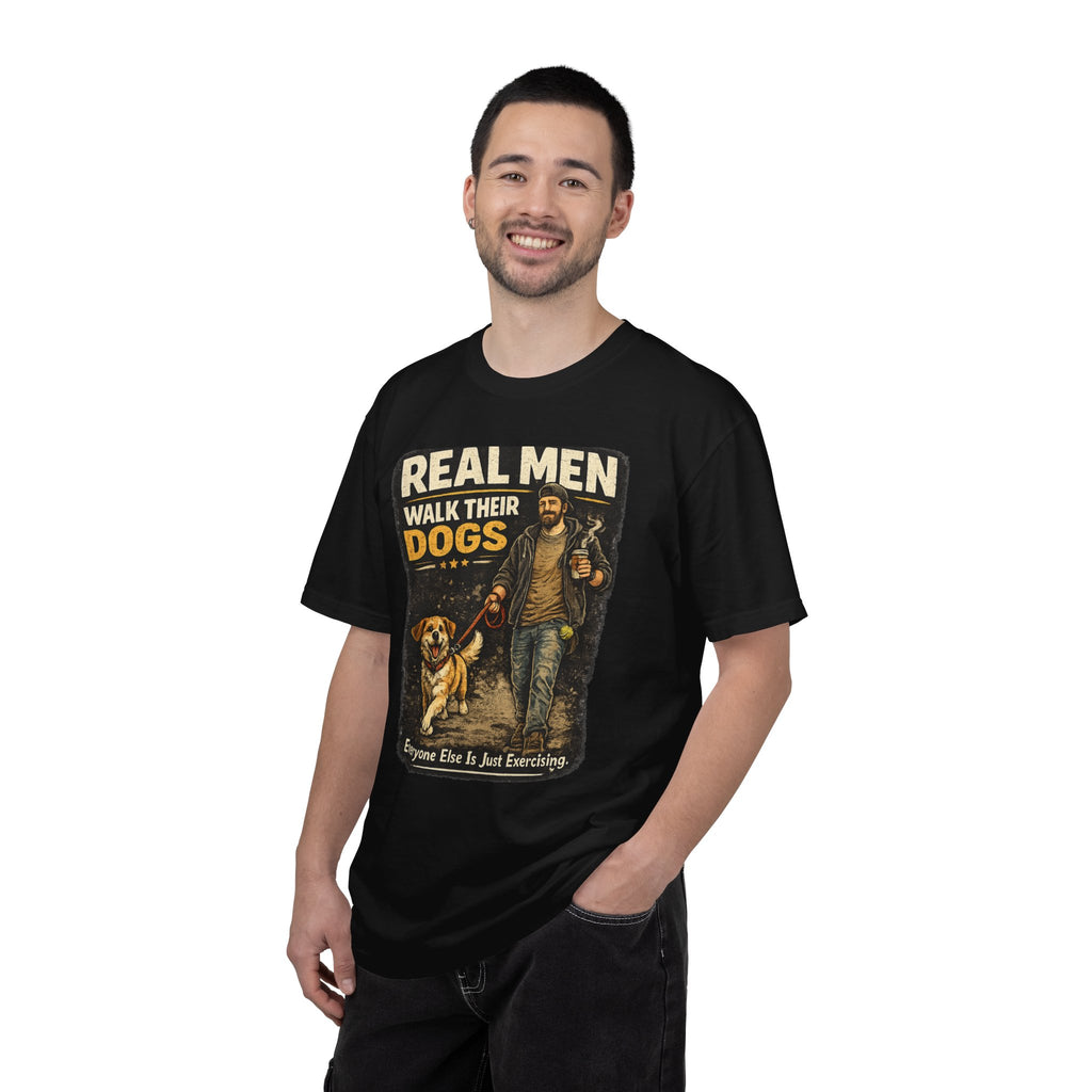 COLD HALO PETS |Real Men Walk Their Dogs Funny Dog Lover Graphic Tee