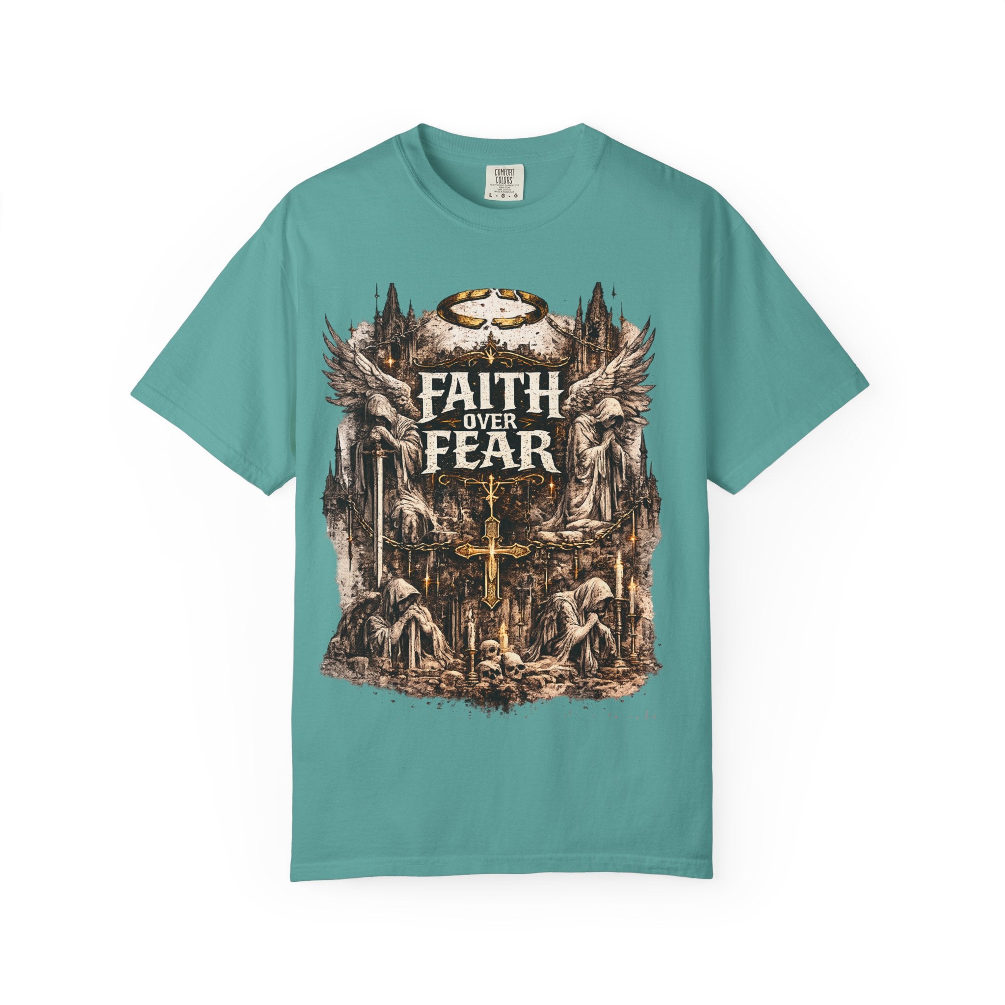 Faith Over Fear Christian Inspirational Cross comfort Graphic Tee