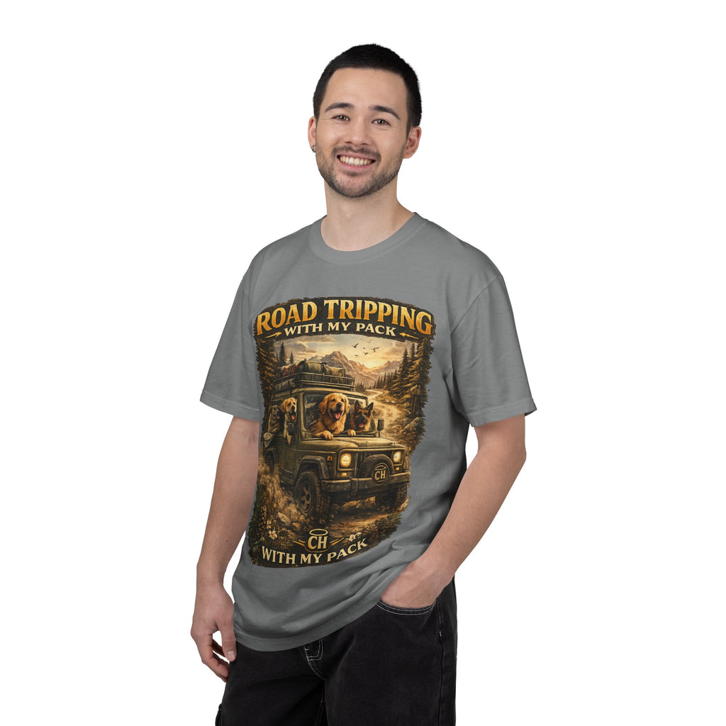 Road Tripping with My Pack T-Shirt| Funny Dog Road Trip -Shirt| Adventure Dog Lover Tee| Camping & Travel Gift Hor Pet Owners