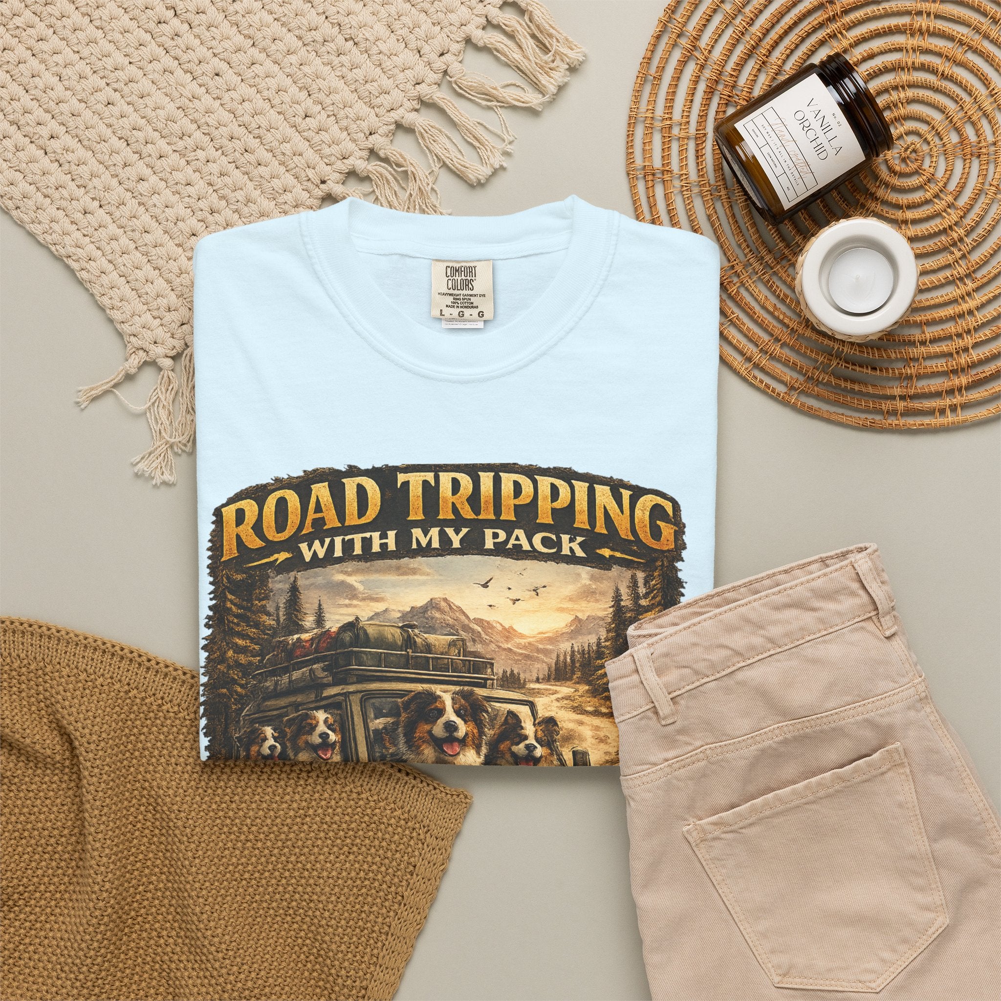 Road Tripping with My Pack T-Shirt| Funny Dog Road Trip -Shirt| Adventure Dog Lover Tee| Camping & Travel Gift Hor Pet Owners