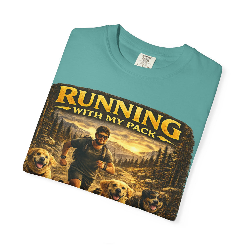 COLD HALO | Running with My Pack Dog Lover T-Shirt| Golden Retriever Trail running Tee| outdoor adventure | funny pet gift