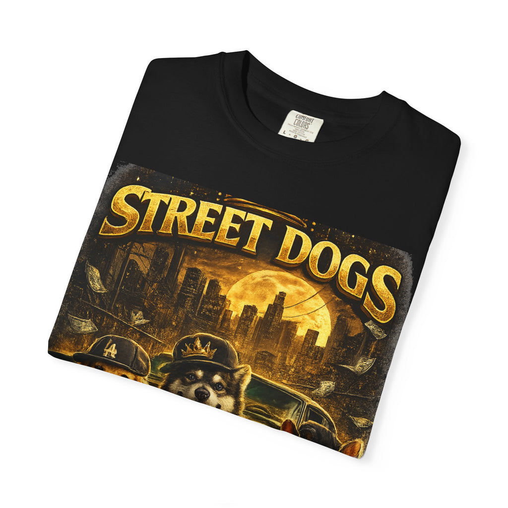 COLD HALO | Street Dogs funny Dog Graphic T-Shirt — Urban Dog  Hip Hop dog Graphic Tee| puppy streetwear shirt| Dog Lover gift.
