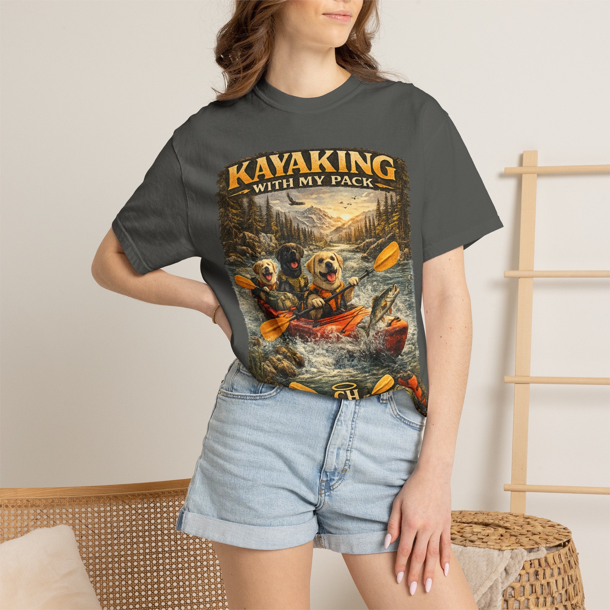 COLD HALO PETS |Kayaking T-Shirt Labrador Retriever Adventure Graphic Tee .